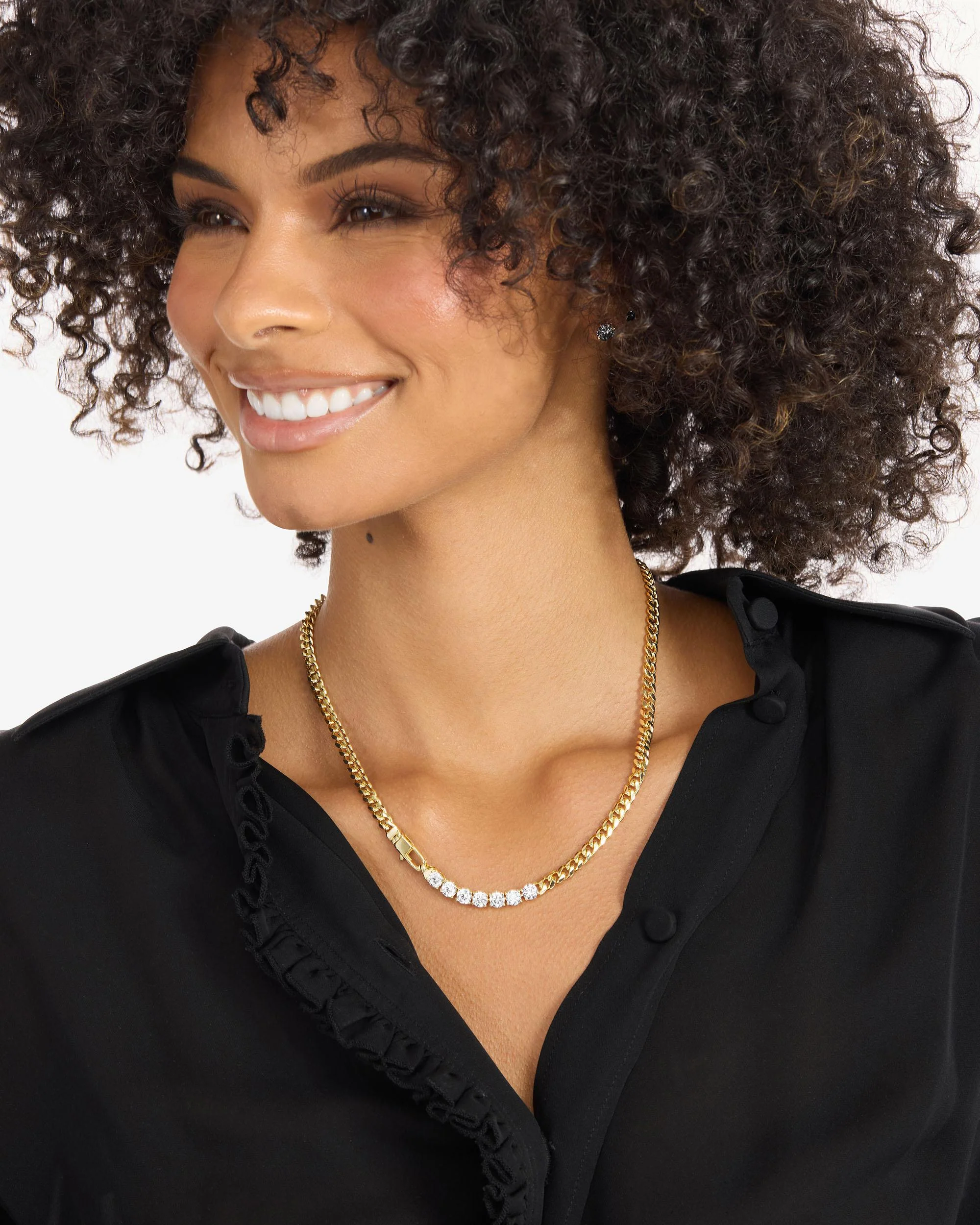 Julian Loves Diamonds Necklace 5mm - Gold|White Diamondettes - Image 7