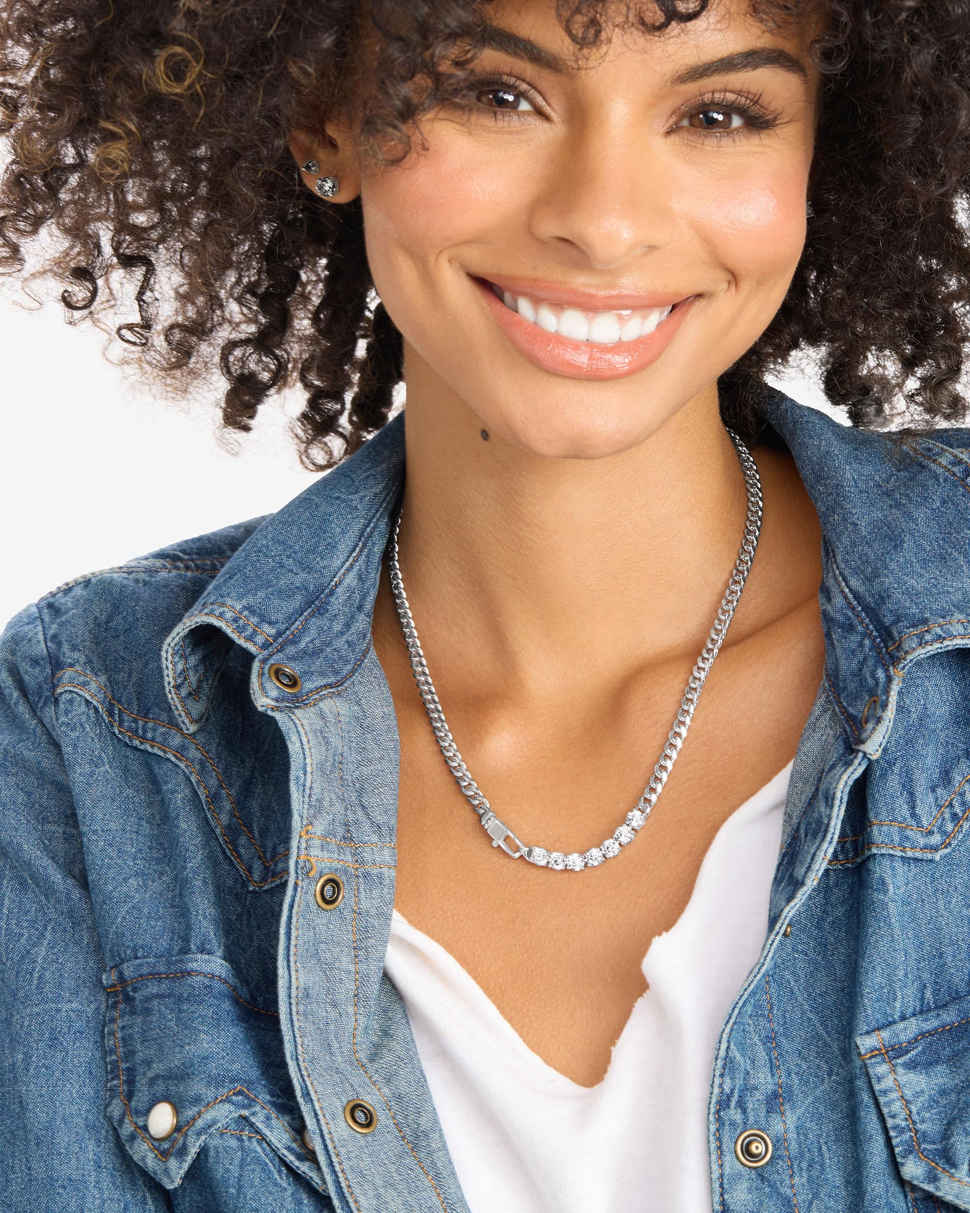 Julian Loves Diamonds Necklace 5mm - Silver|White Diamondettes - Image 3
