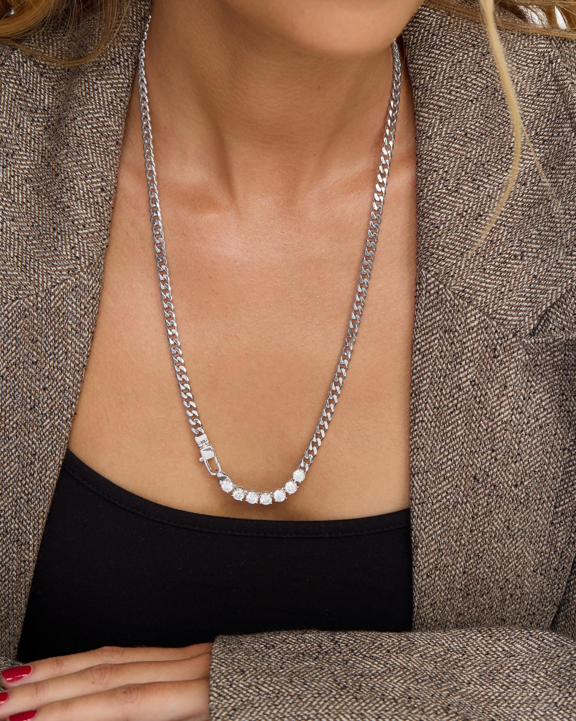 Julian Loves Diamonds Necklace 5mm - Silver|White Diamondettes - Image 4