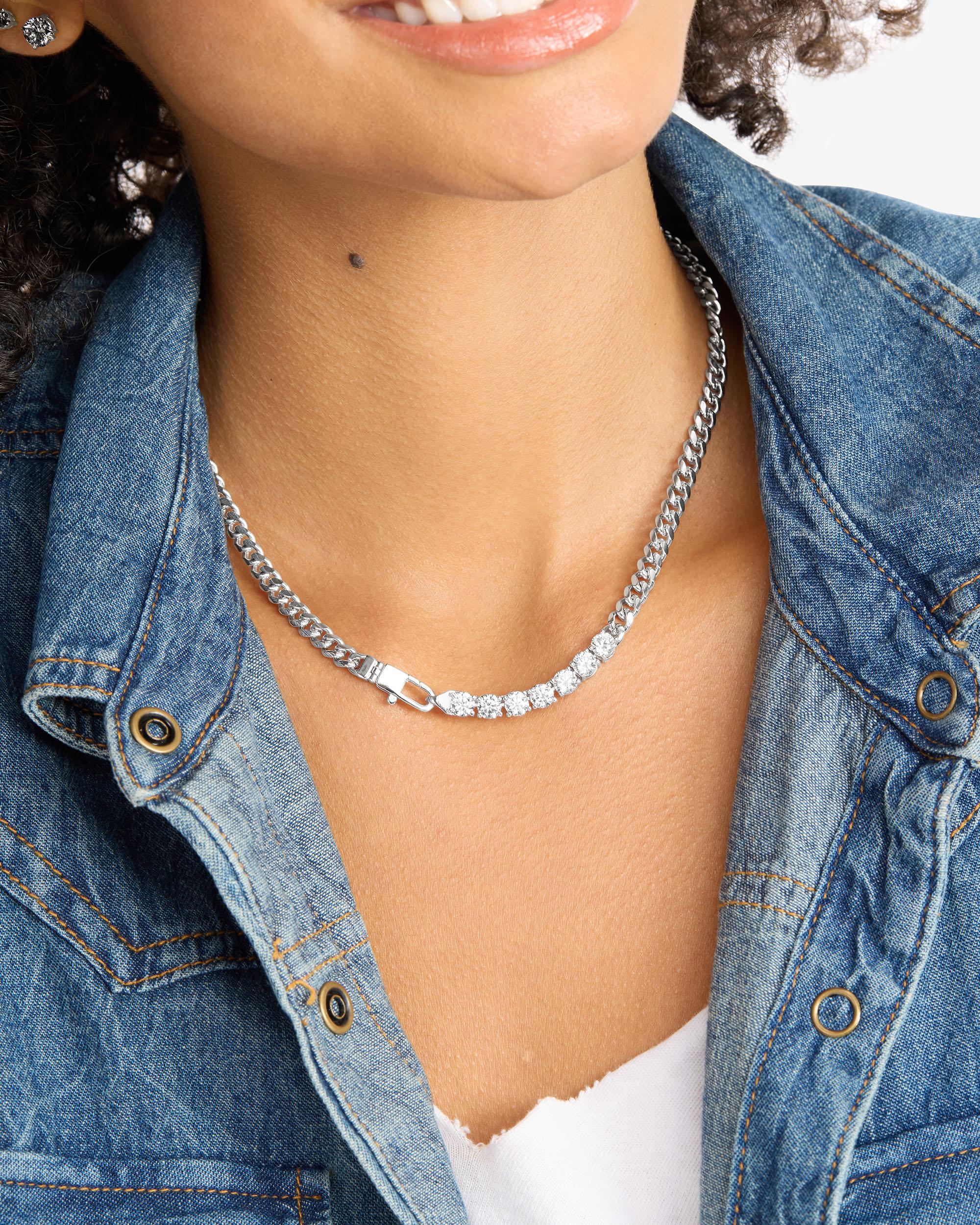 Julian Loves Diamonds Necklace 5mm - Silver|White Diamondettes - Image 6