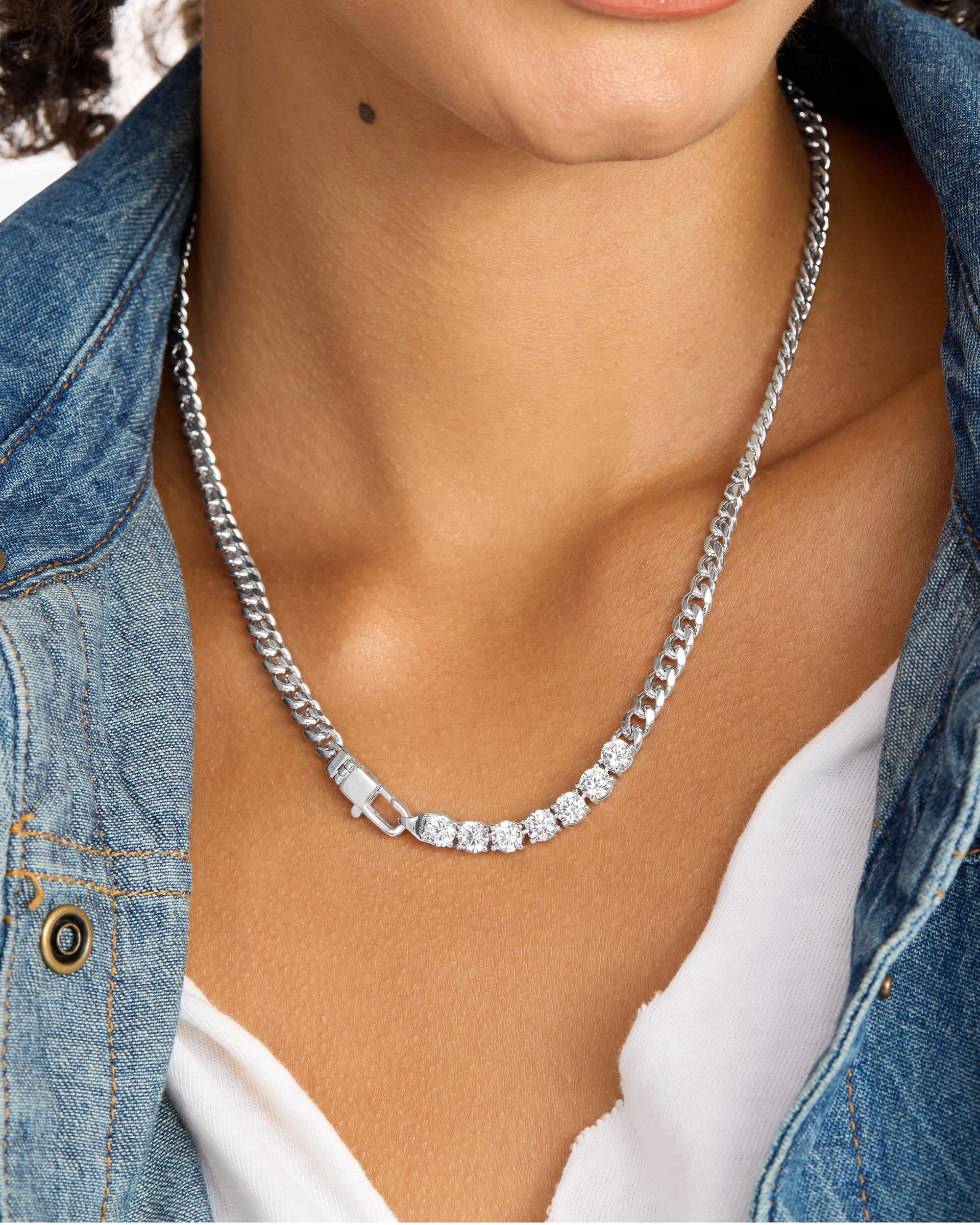 Julian Loves Diamonds Necklace 5mm - Silver|White Diamondettes - Image 7