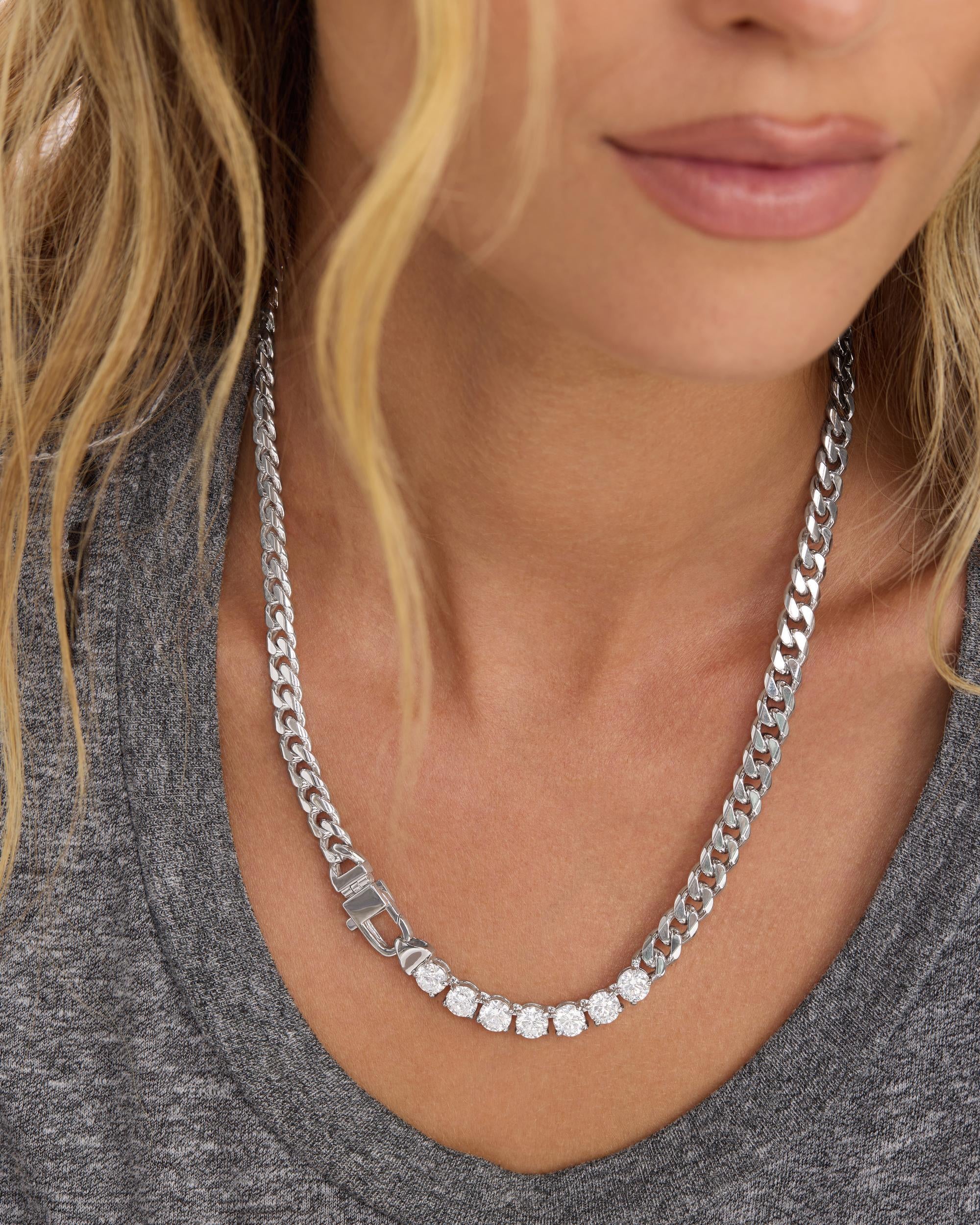 Julian Loves Diamonds Necklace 6.8mm - Silver|White Diamondettes - Image 3