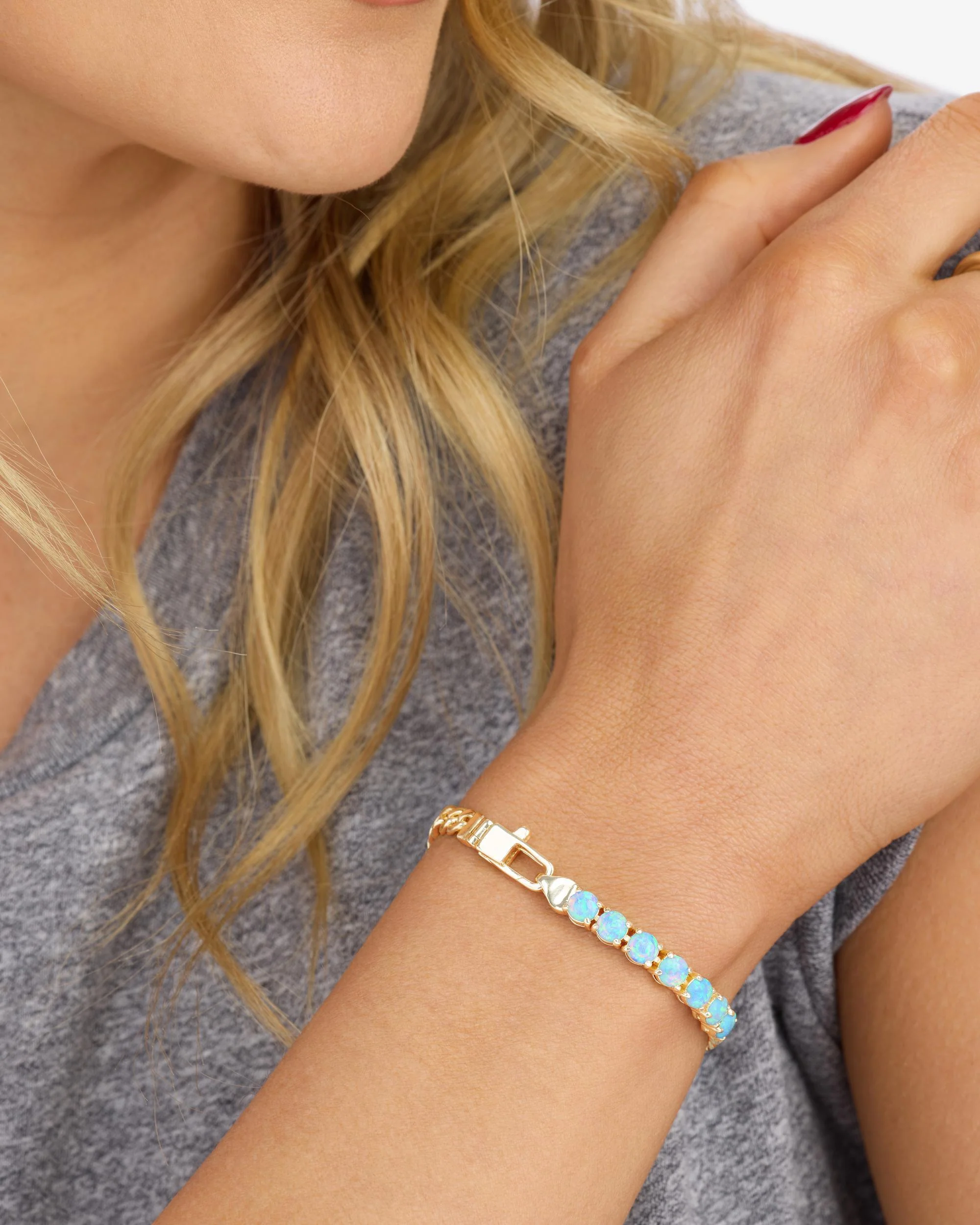 Julian Loves Opals Bracelet 5mm - Gold|Blue Opal - Image 2