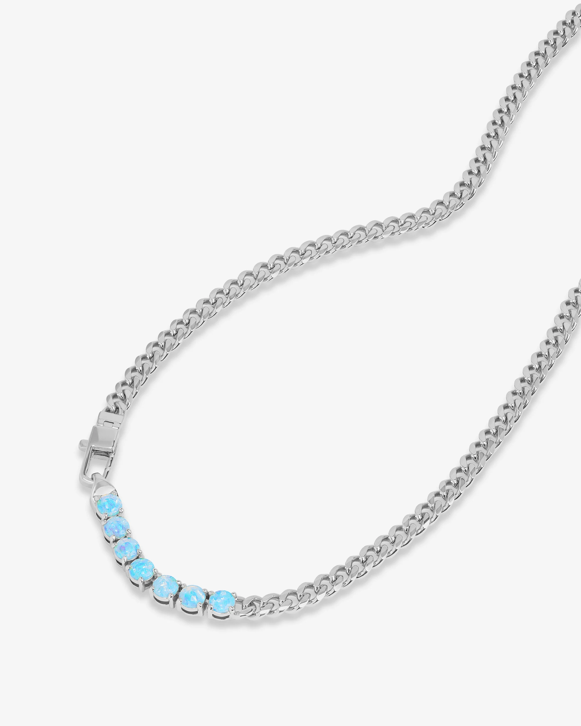 Julian Loves Opals Necklace 5mm - Silver|Blue Opal - Image 4