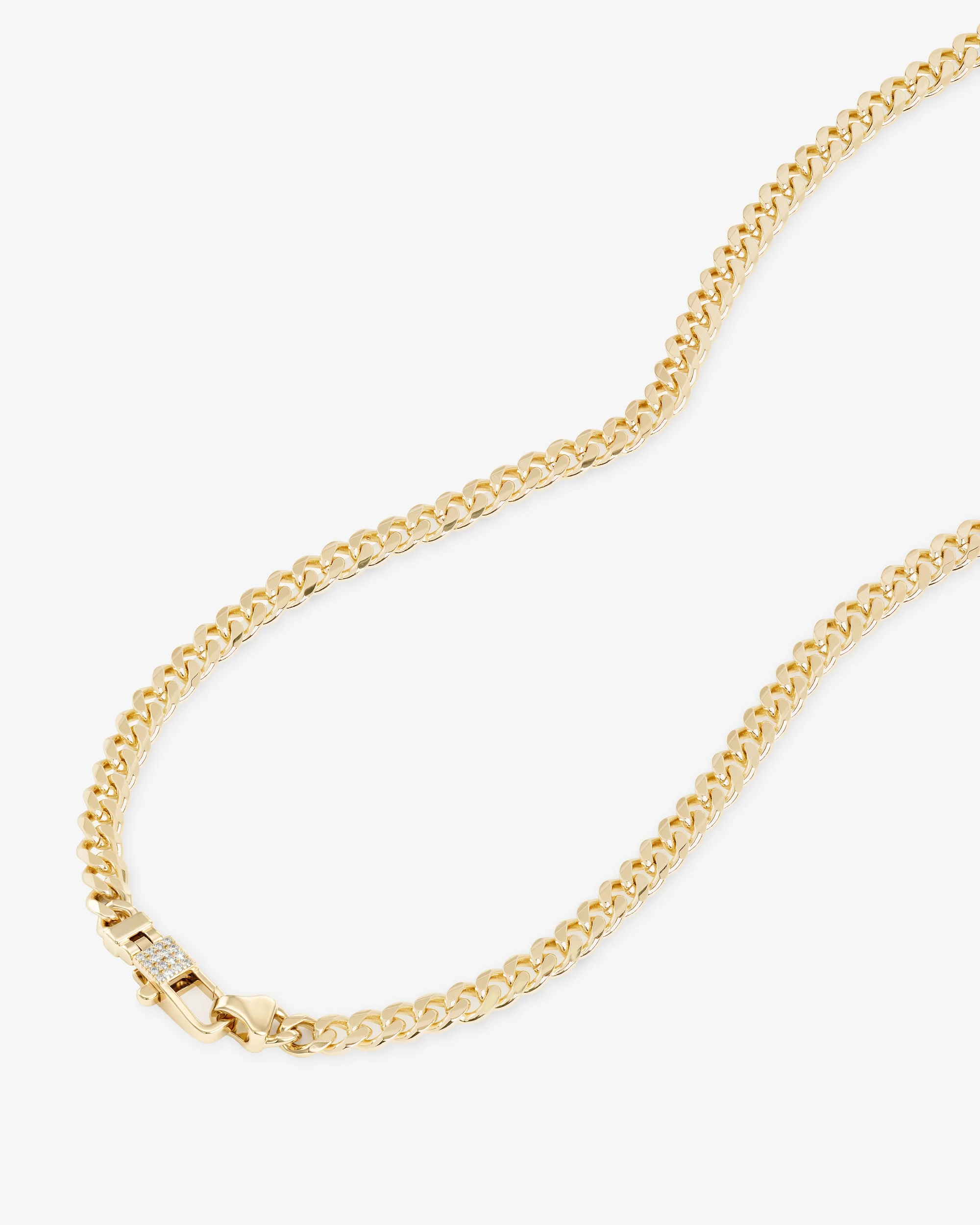Julian Pavé Lock Necklace 5mm - Gold|White Diamondettes - Image 3