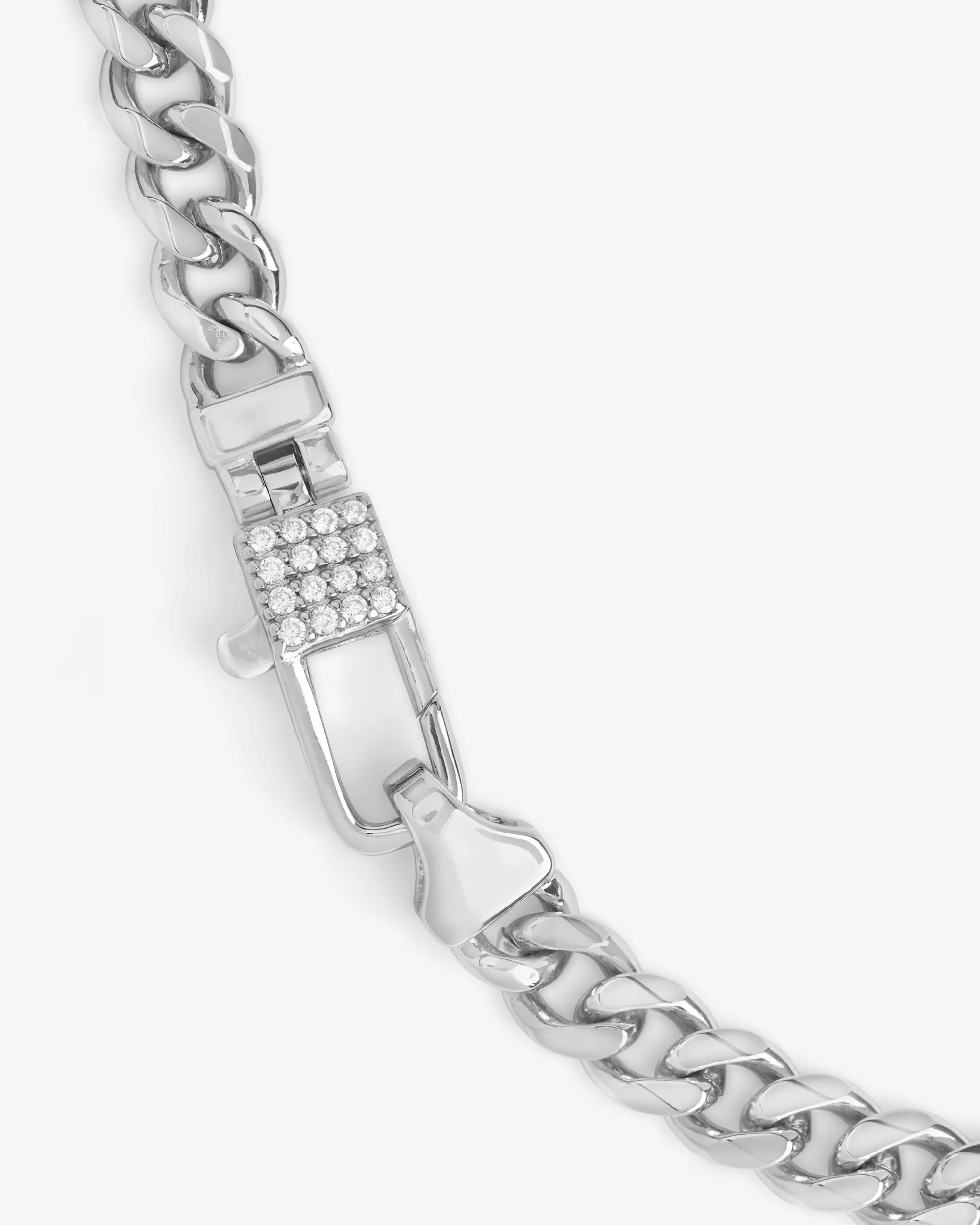 Julian Pavé Lock Necklace 5mm - Silver|White Diamondettes - Image 5