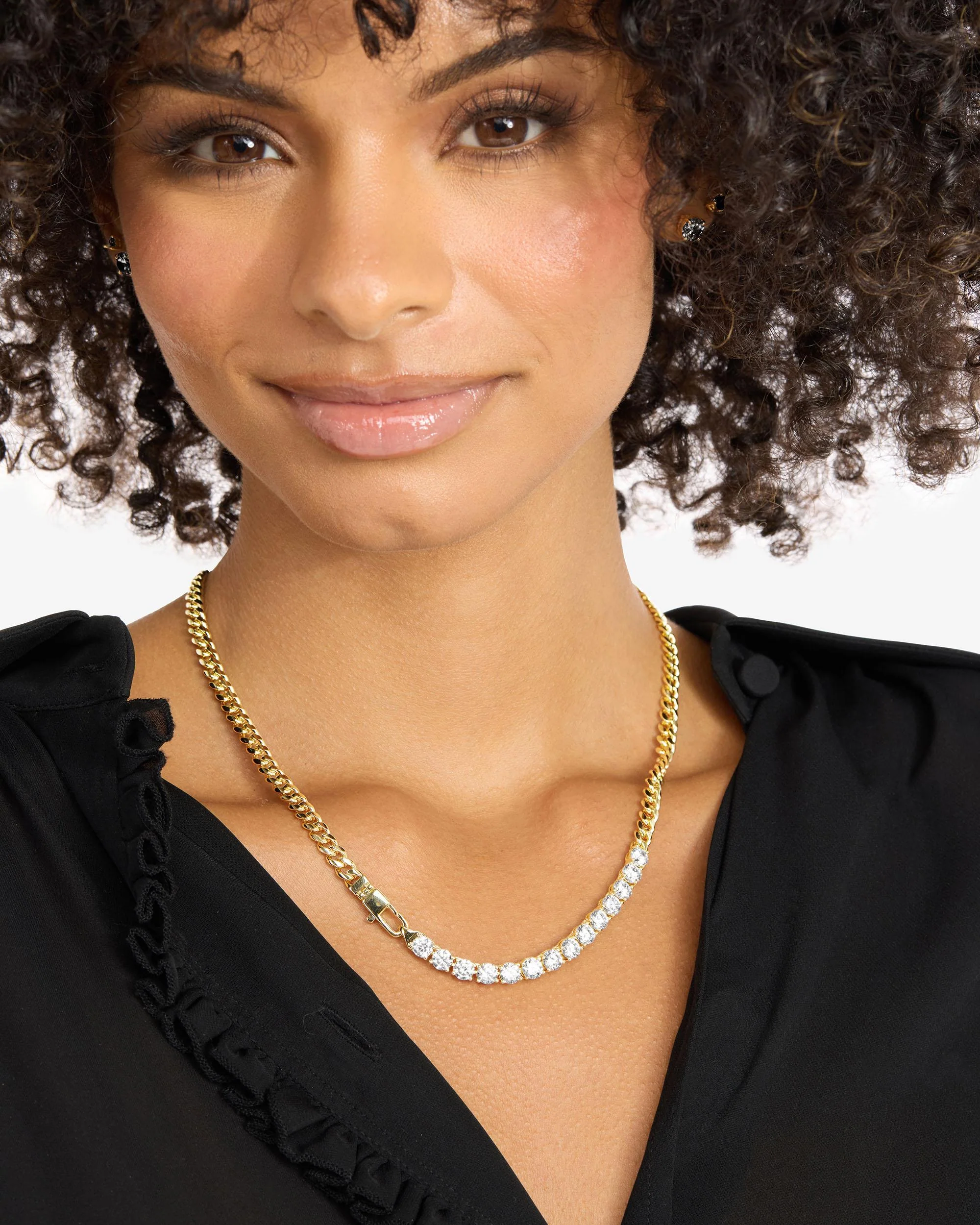Julian REALLY Loves Diamonds Necklace 5mm- Gold|White Diamondettes - Image 7