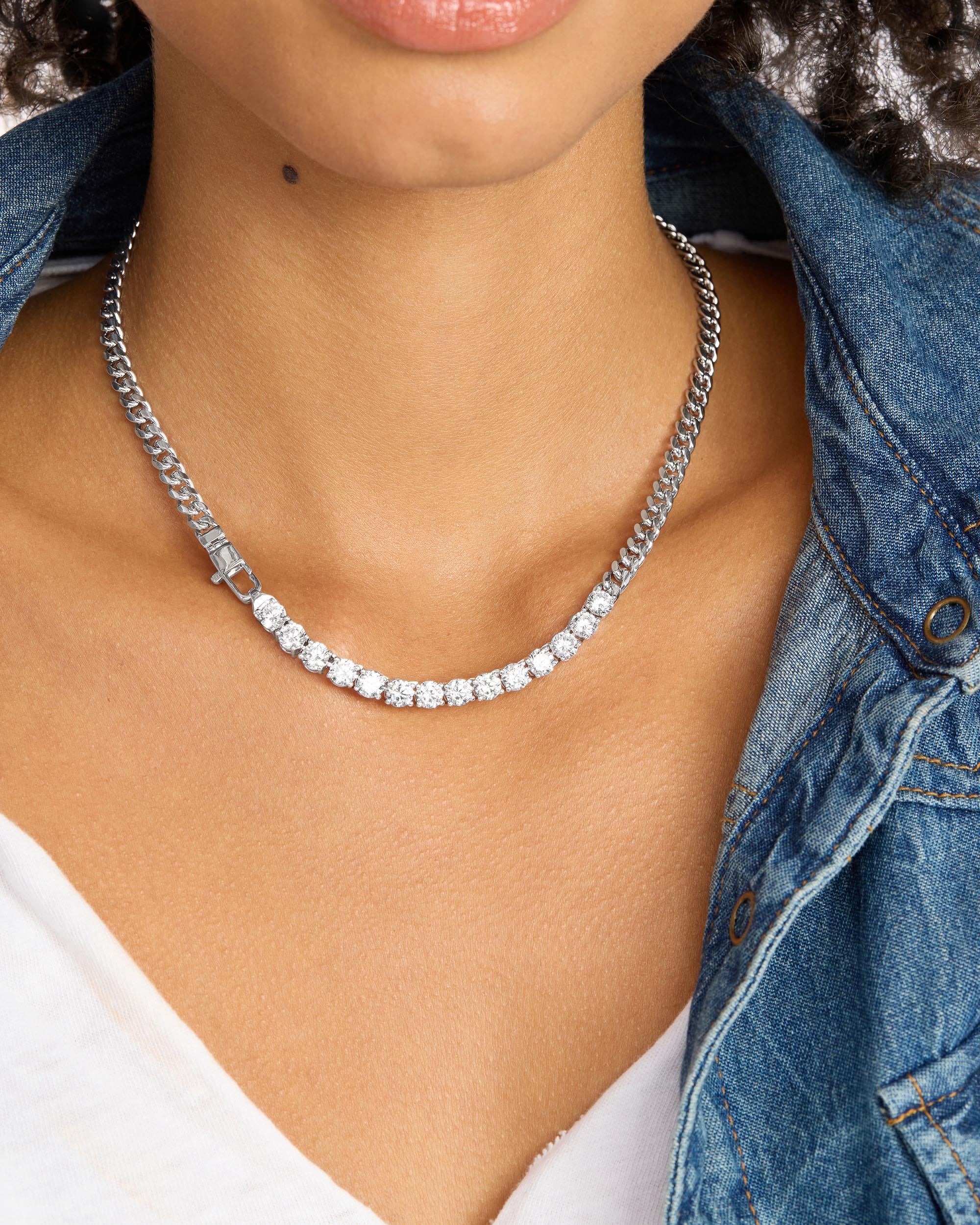 Julian REALLY Loves Diamonds Necklace 5mm - Silver|White Diamondettes - Image 2