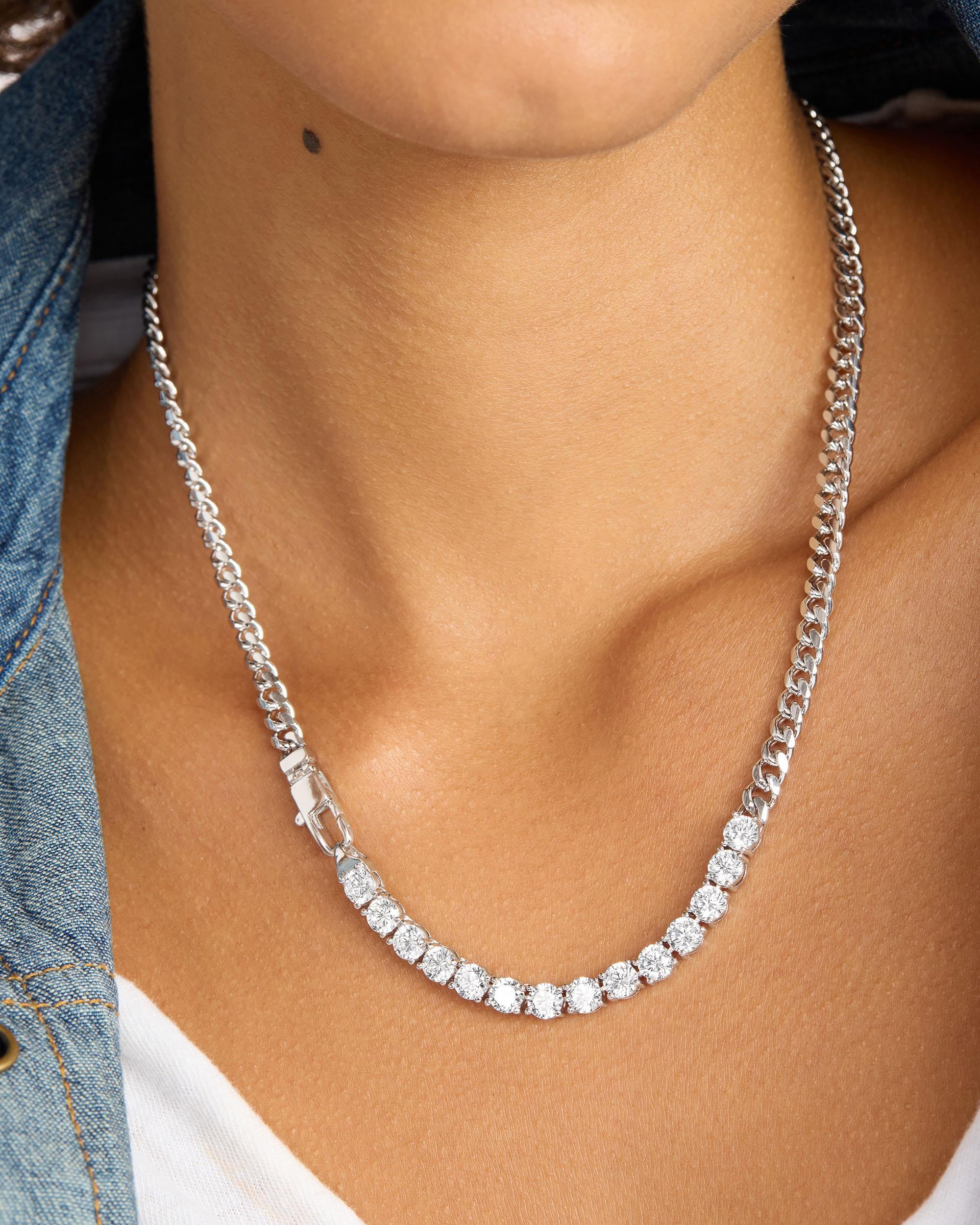 Julian REALLY Loves Diamonds Necklace 5mm - Silver|White Diamondettes - Image 3