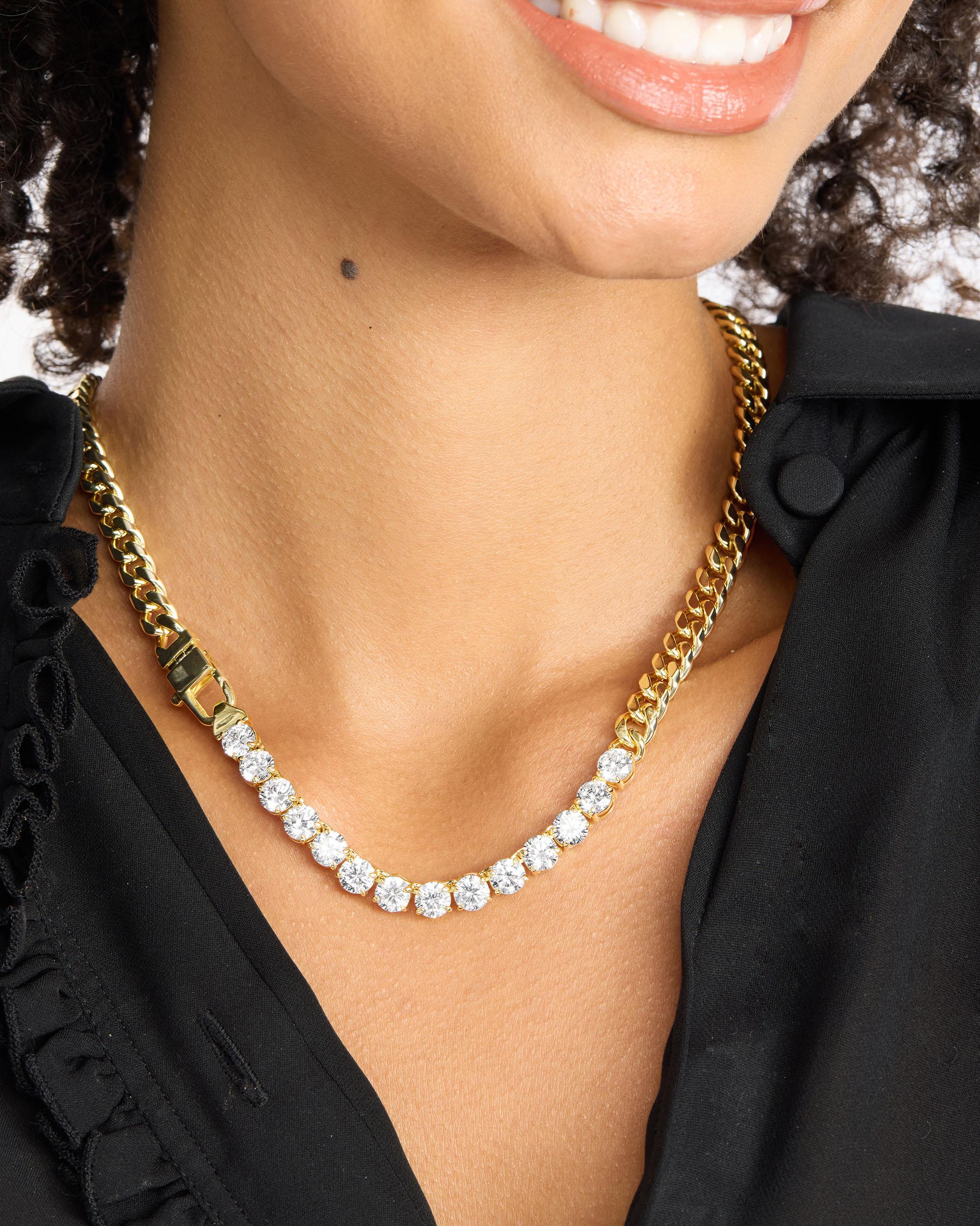 Julian REALLY Loves Diamonds Necklace 6.8mm - Gold|White Diamondettes - Image 3