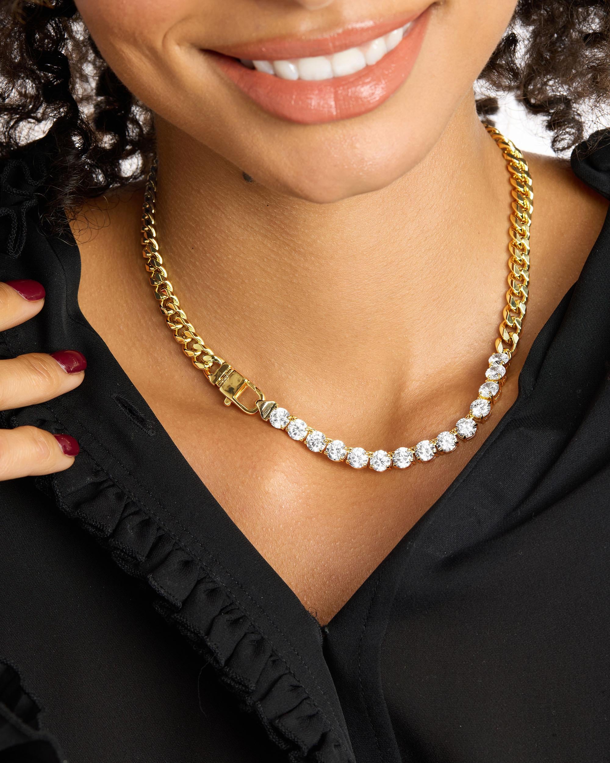 Julian REALLY Loves Diamonds Necklace 6.8mm - Gold|White Diamondettes - Image 6