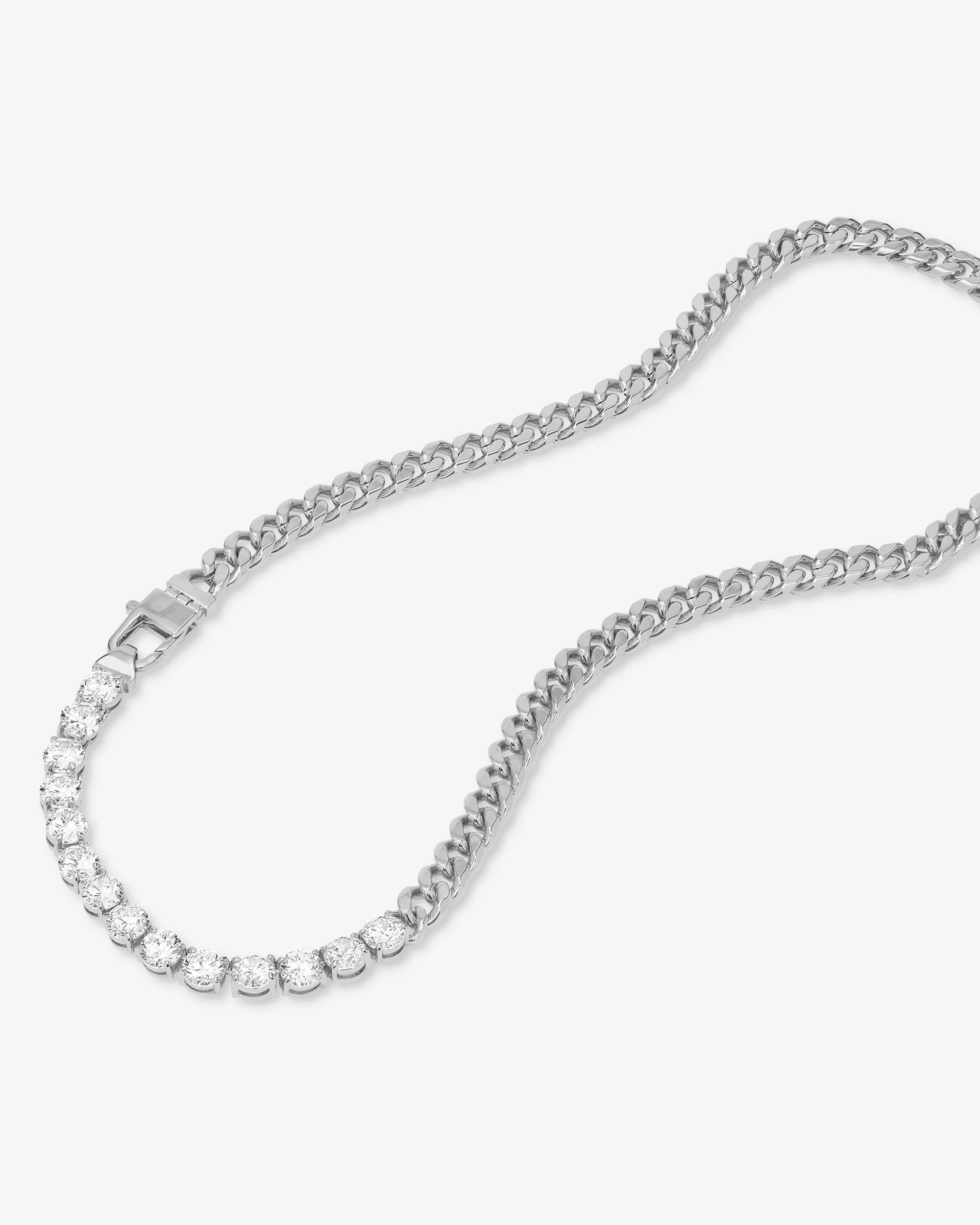 Julian REALLY Loves Diamonds Necklace 6.8mm - Silver|White Diamondettes - Image 5