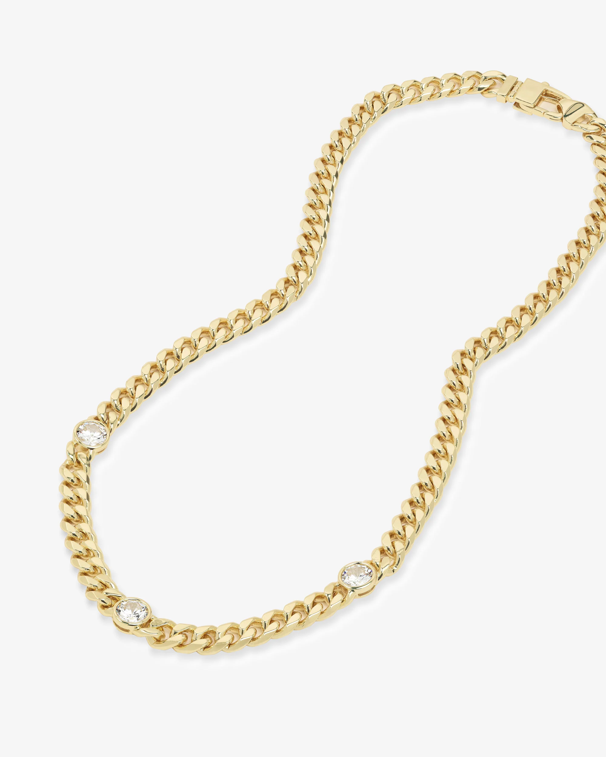 Julian Triple Diamond Necklace 6.8mm - Gold|White Diamondettes - Image 5