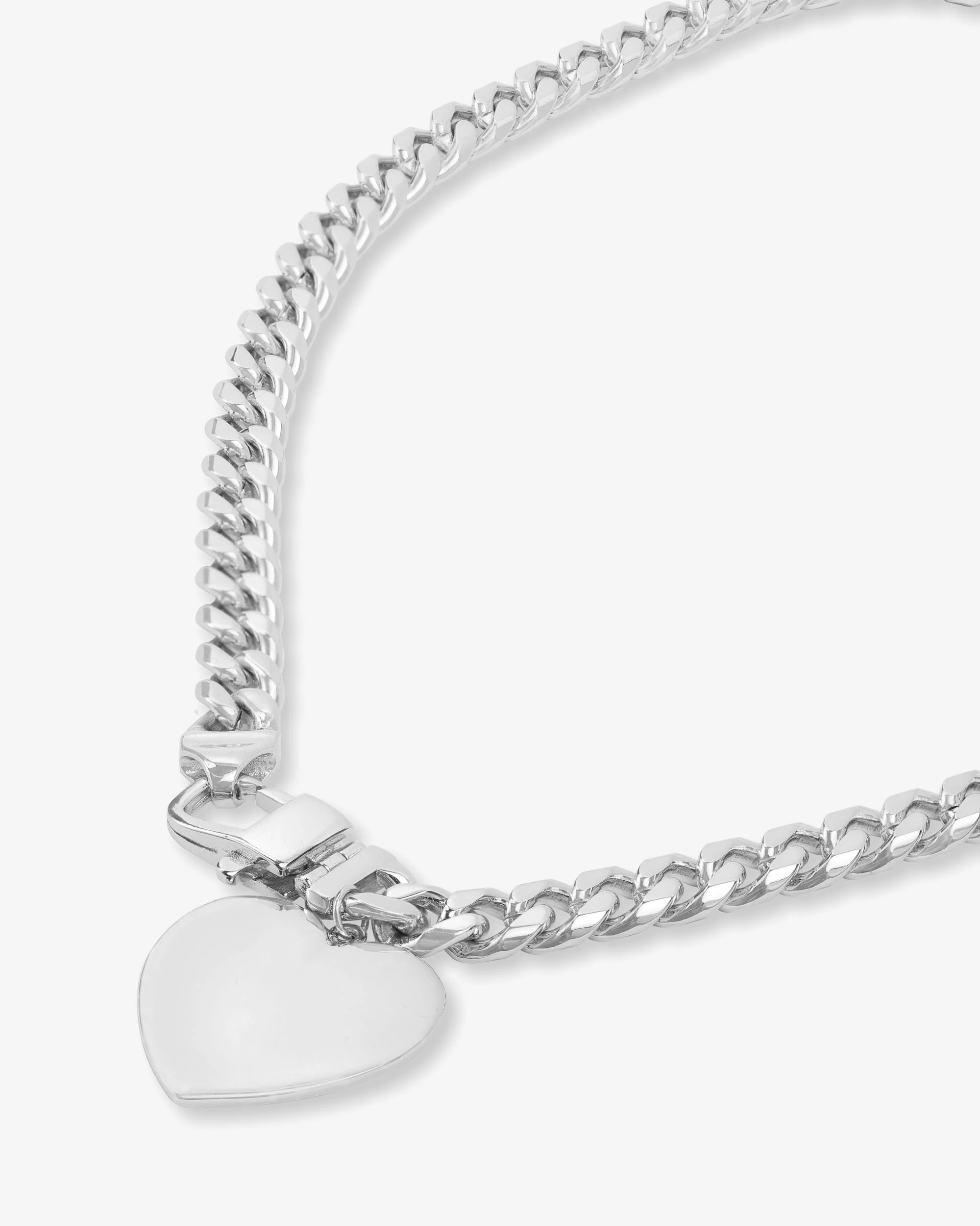 Julian XL Heart Cuban Chain Necklace 6.8mm - Silver - Image 5