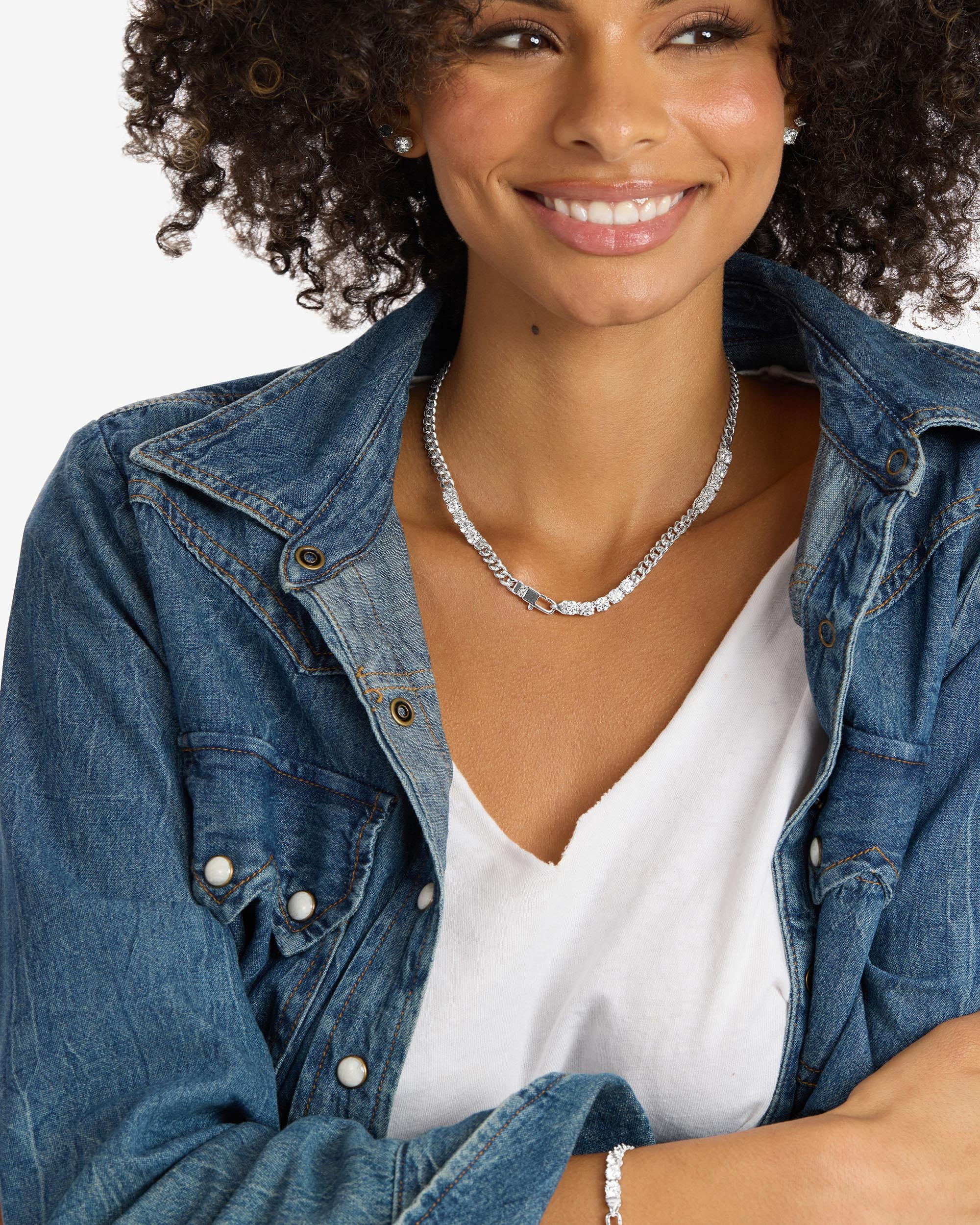 Julian's Obsessed with Diamonds Necklace 5mm - Silver|White Diamondettes - Image 6