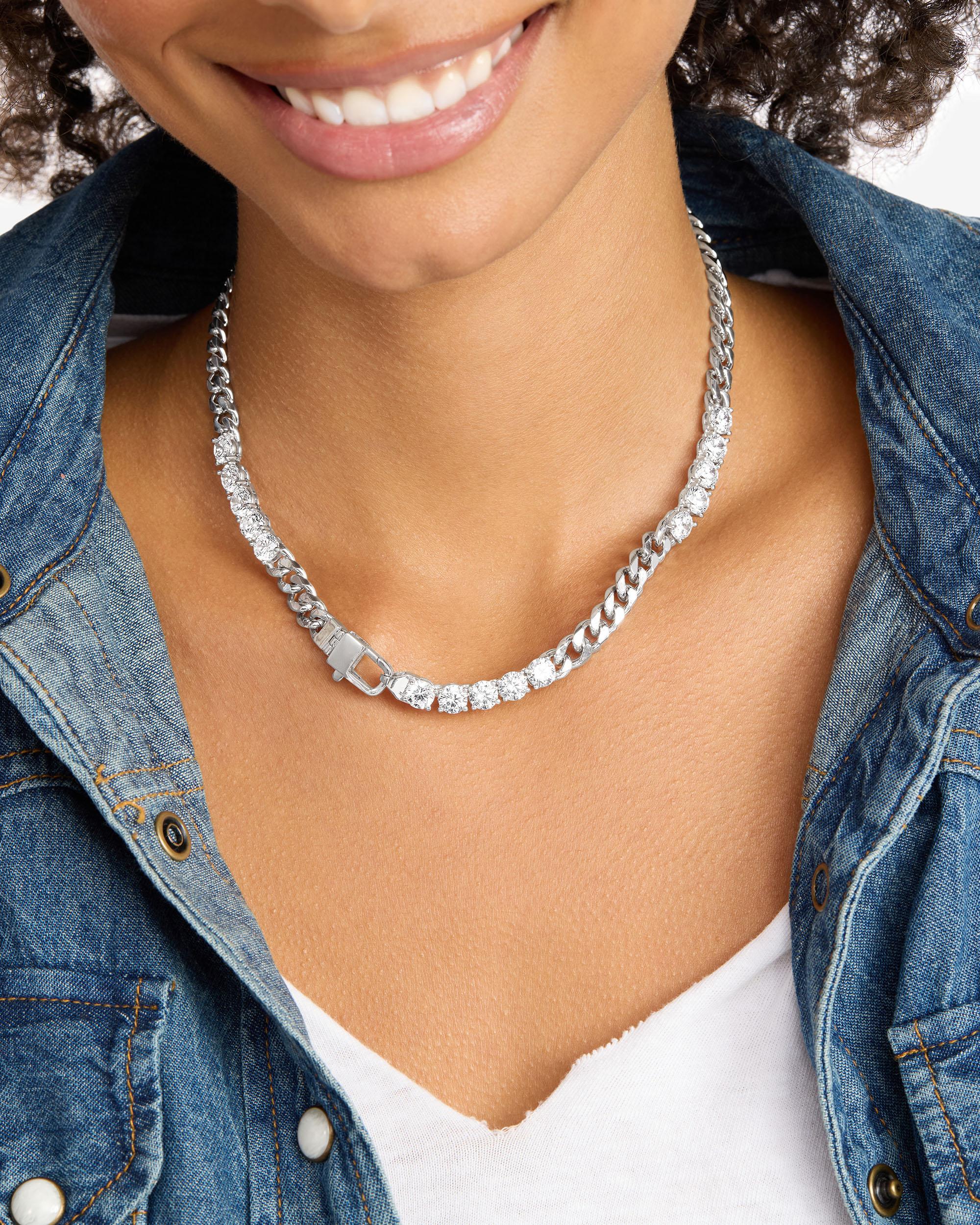 Julian's Obsessed with Diamonds Necklace 6.8mm - Silver|White Diamondettes - Image 2