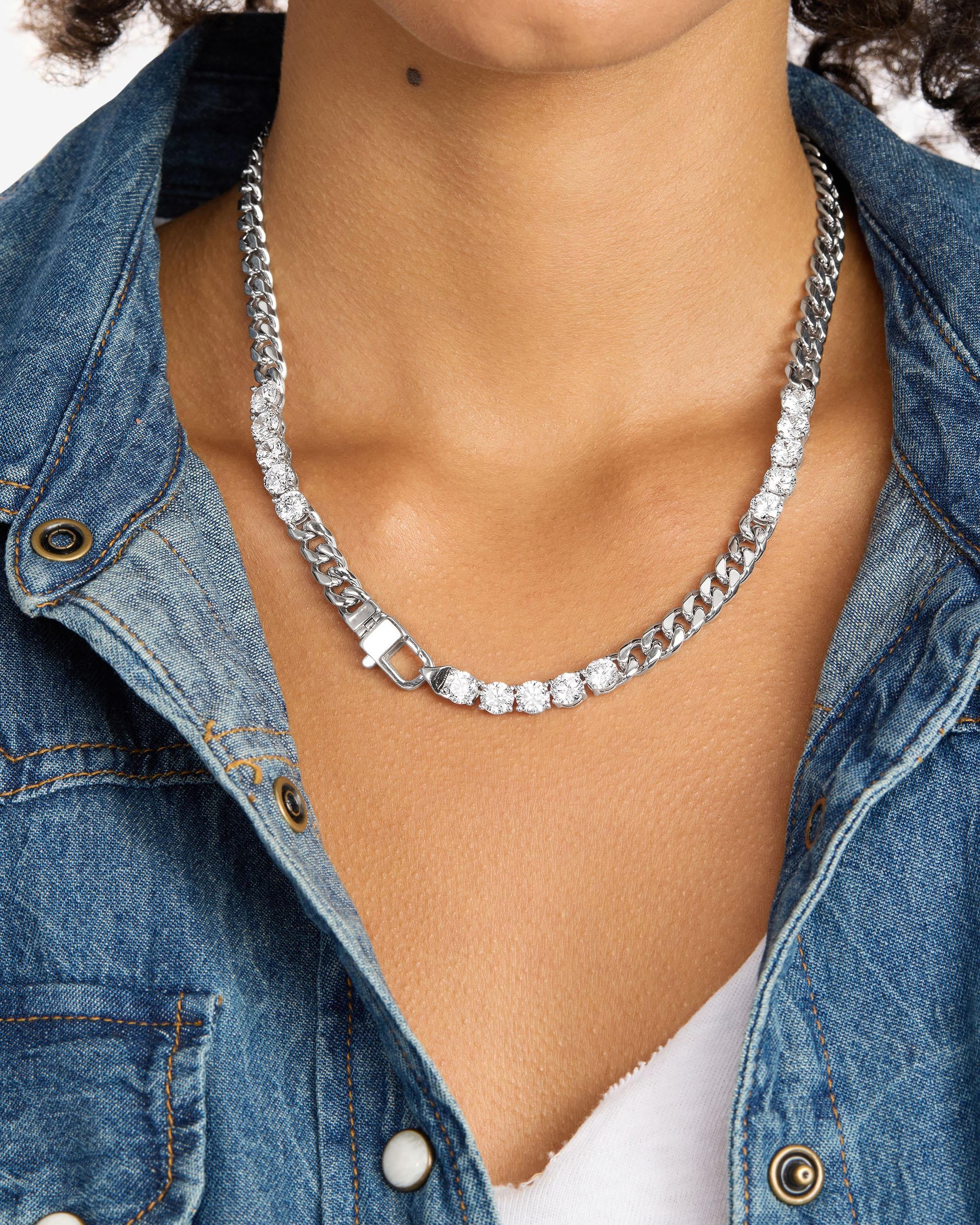 Julian's Obsessed with Diamonds Necklace 6.8mm - Silver|White Diamondettes - Image 3