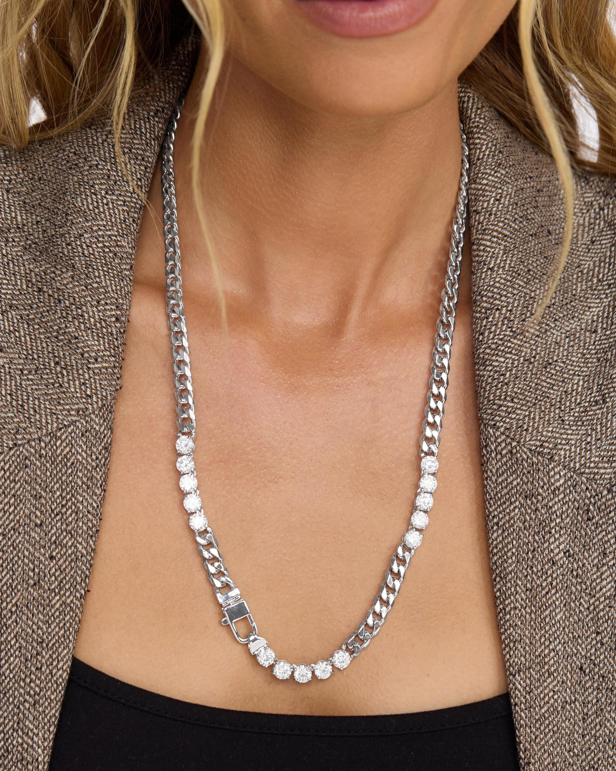 Julian's Obsessed with Diamonds Necklace 6.8mm - Silver|White Diamondettes - Image 4
