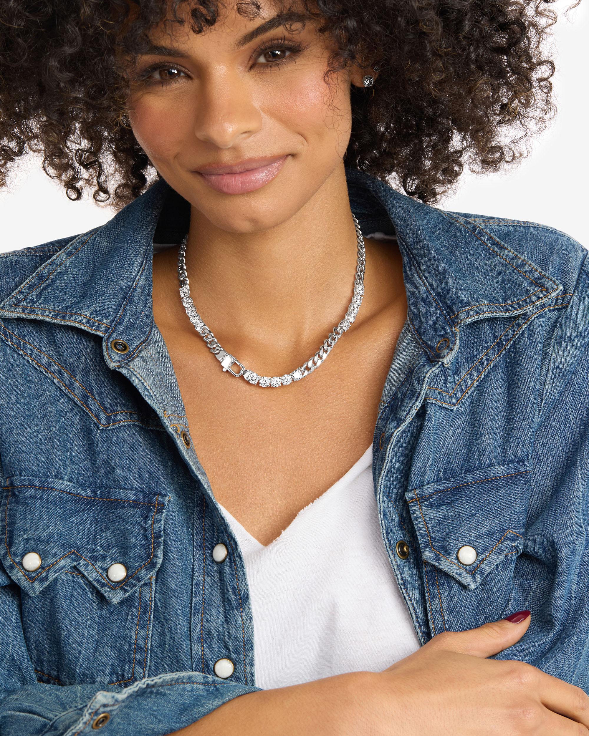 Julian's Obsessed with Diamonds Necklace 6.8mm - Silver|White Diamondettes - Image 6