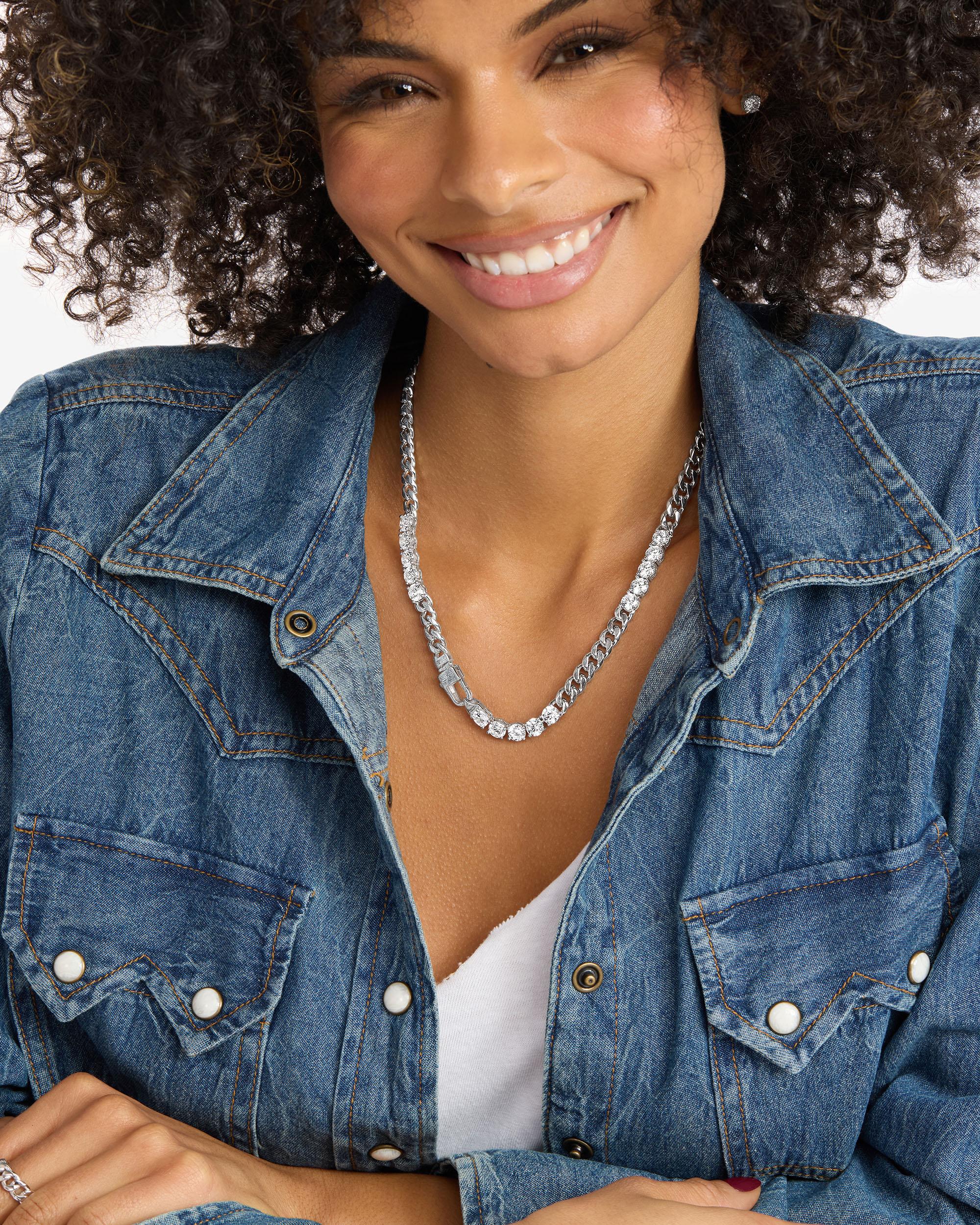 Julian's Obsessed with Diamonds Necklace 6.8mm - Silver|White Diamondettes - Image 7