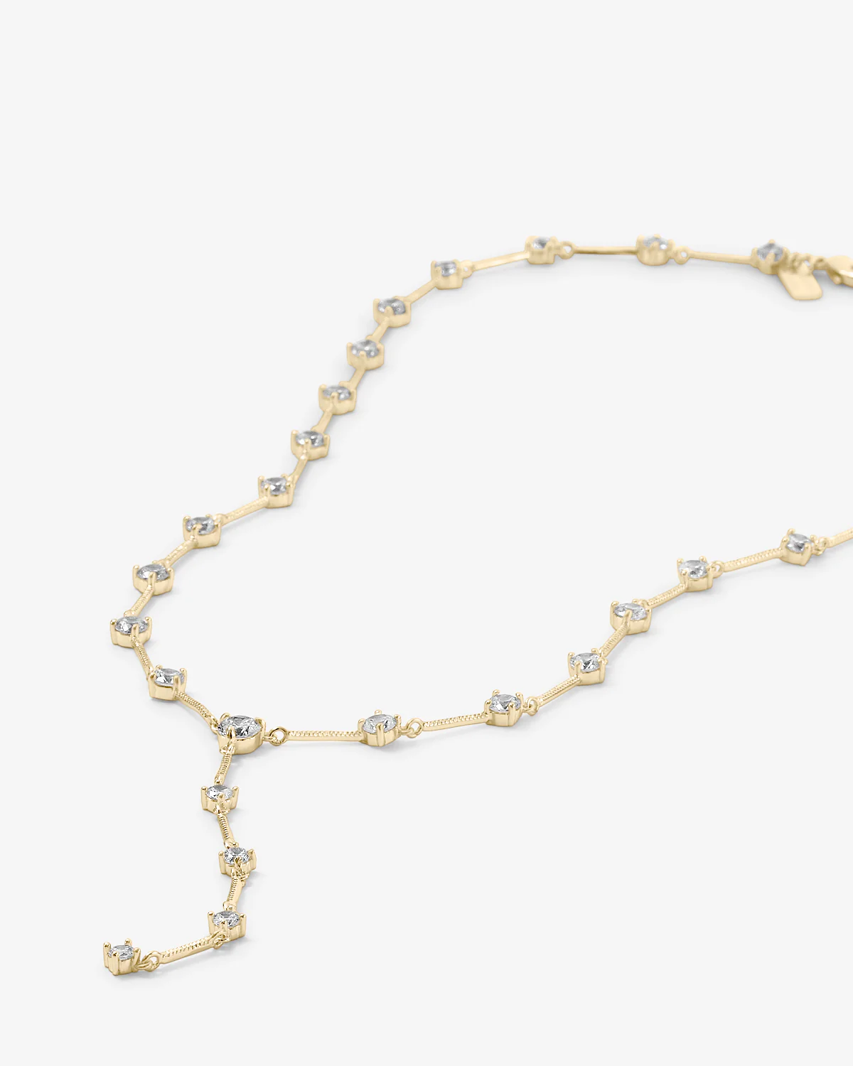 Lavish Lariat Necklace - Gold|White Diamondettes - Image 3