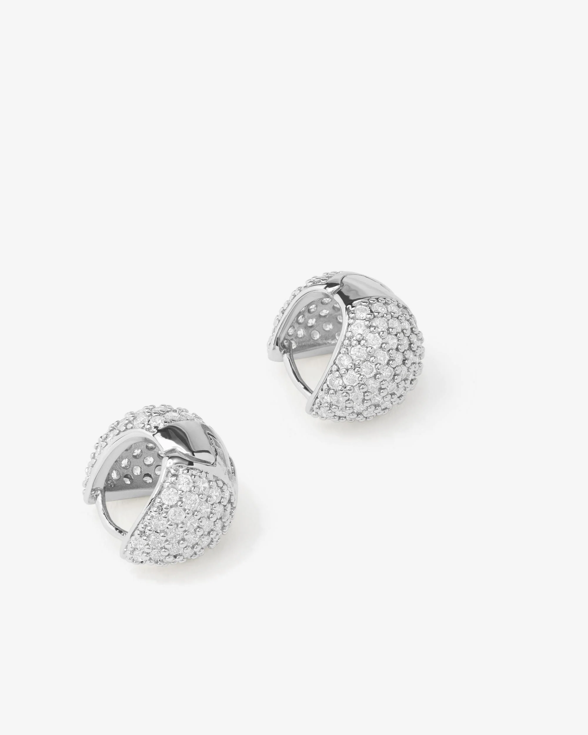 Lil' Norah Pavé Earrings - Silver|White Diamondettes - Image 3