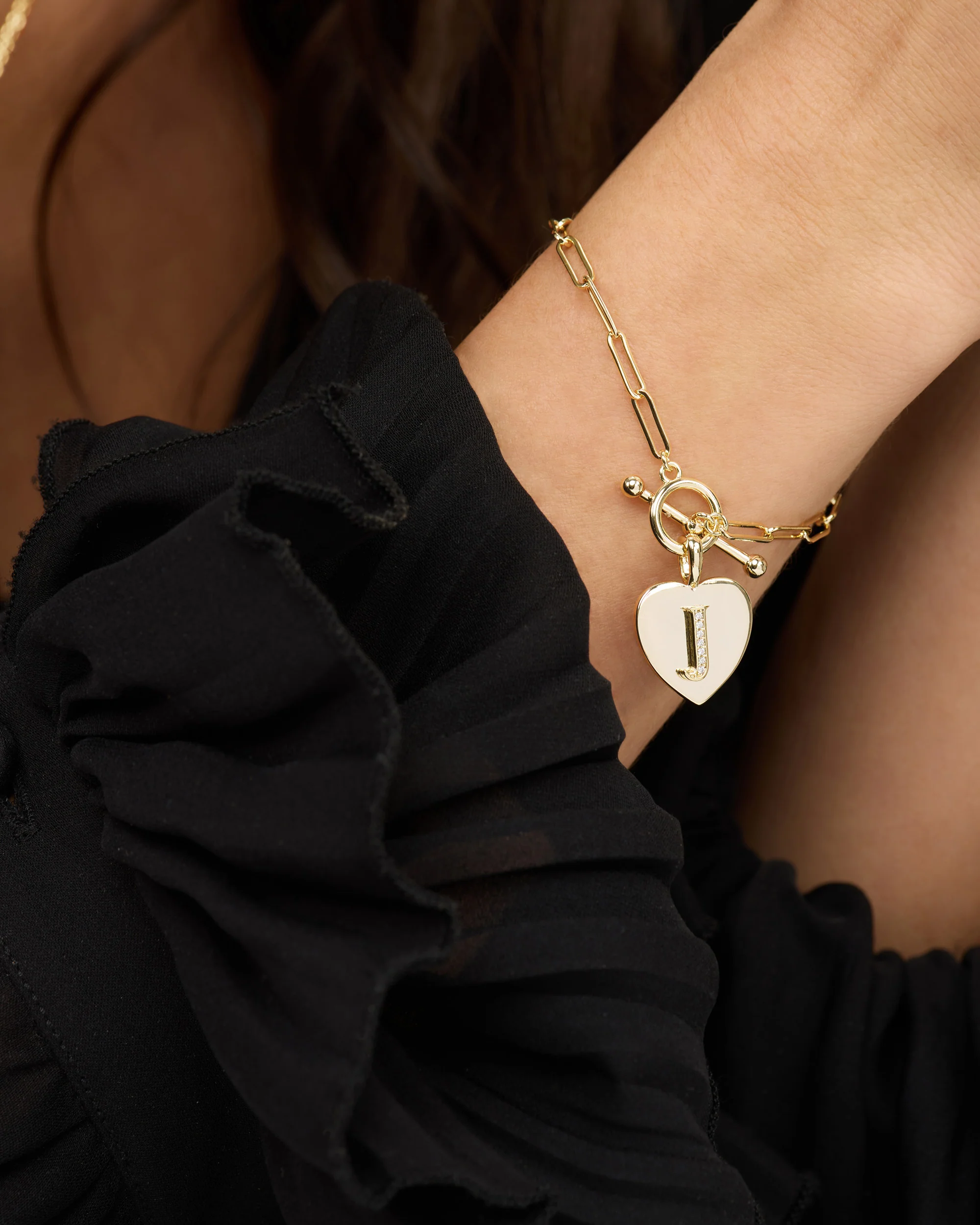 Love Letters Charm Bracelet - Gold|White Diamondettes - Image 54