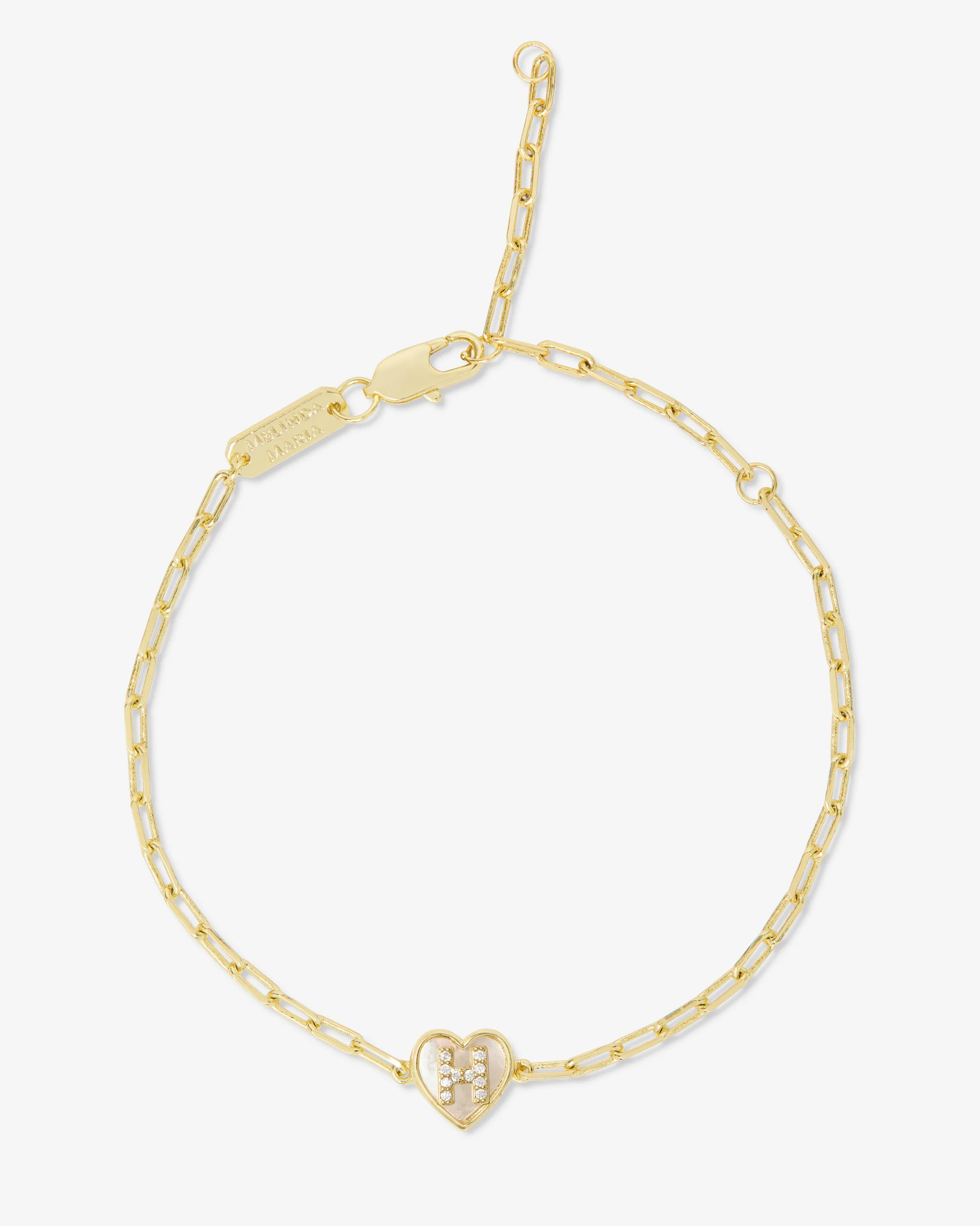 Love Letters Heart Bracelet - Gold|White Diamondettes - Image 8