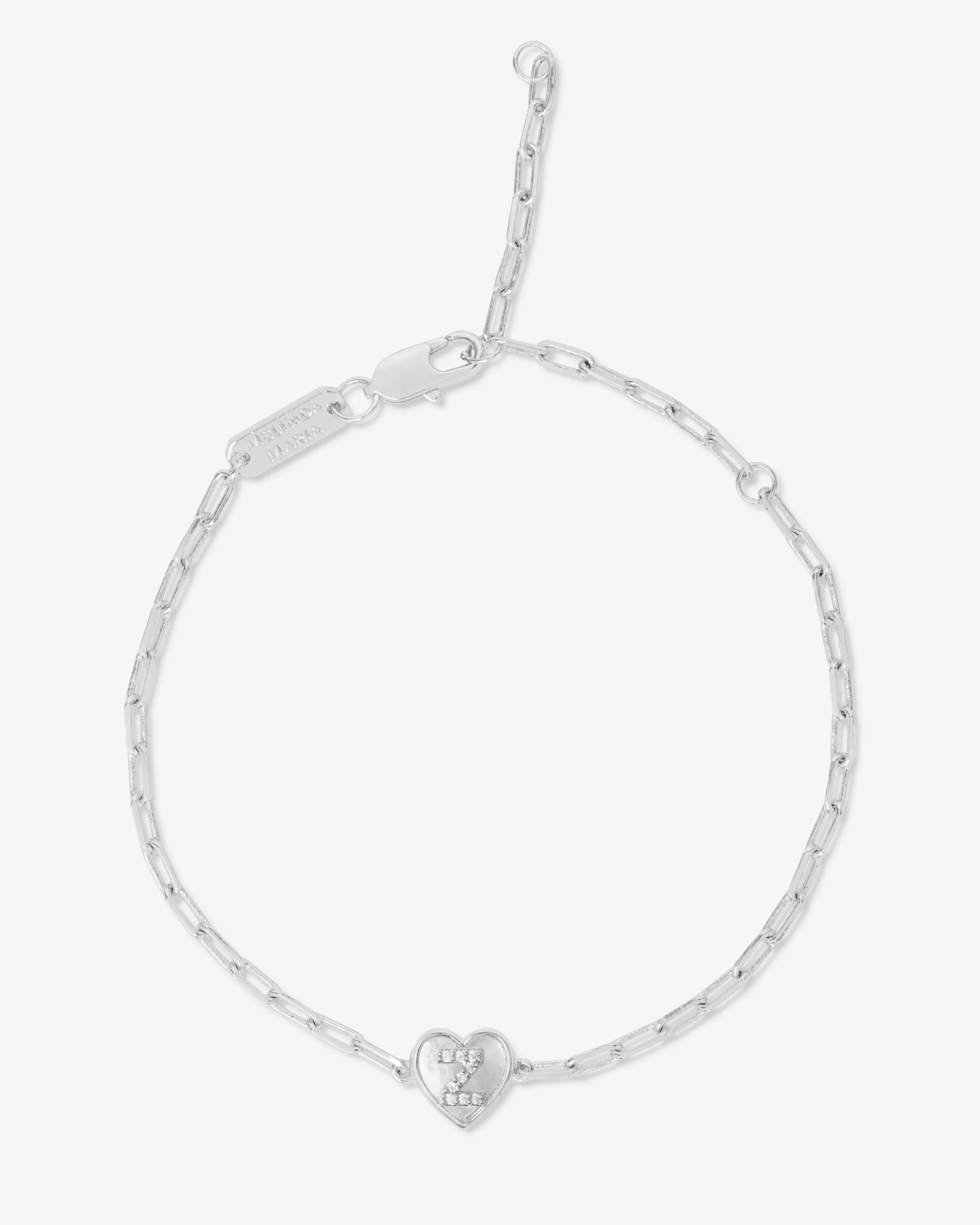 Love Letters Heart Bracelet - Silver|White Diamondettes - Image 26
