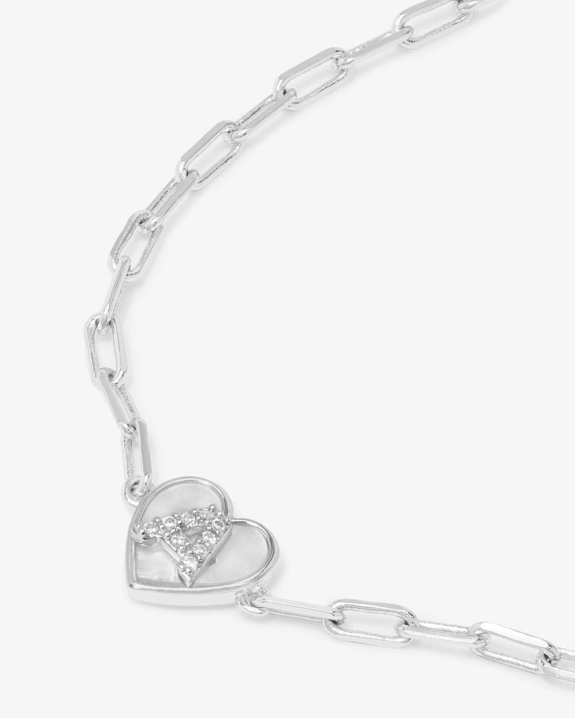 Love Letters Heart Bracelet - Silver|White Diamondettes - Image 28