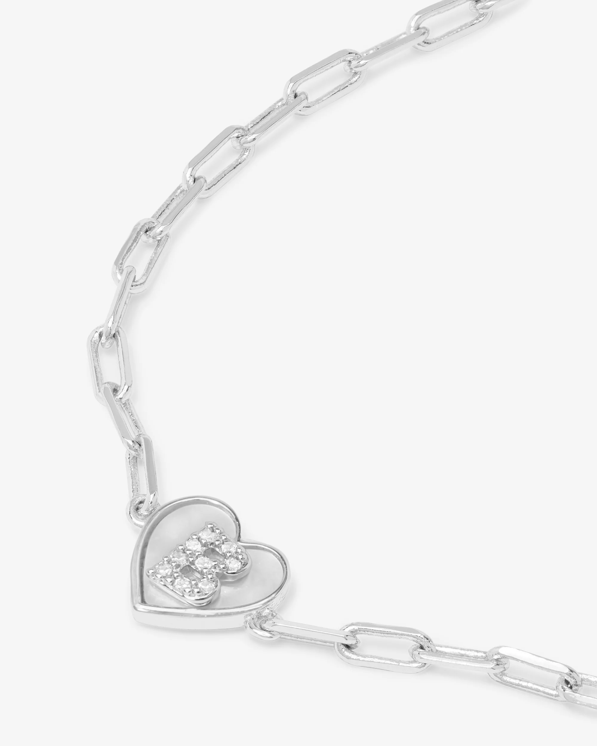 Love Letters Heart Bracelet - Silver|White Diamondettes - Image 29