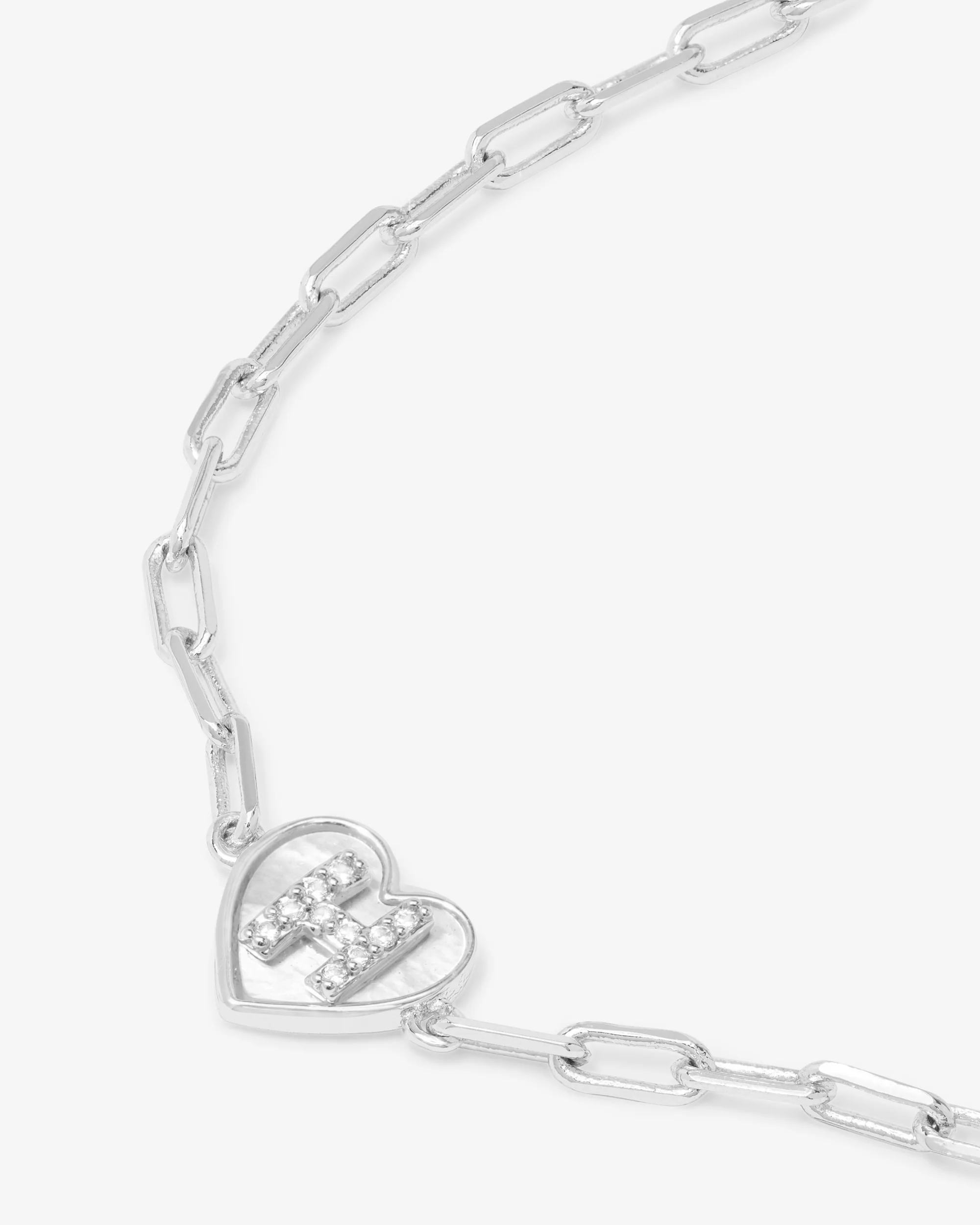 Love Letters Heart Bracelet - Silver|White Diamondettes - Image 35