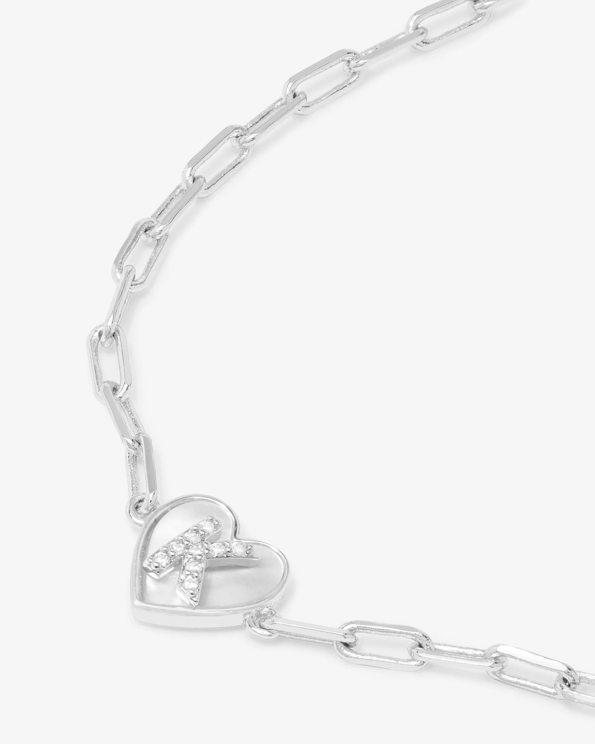 Love Letters Heart Bracelet - Silver|White Diamondettes - Image 38