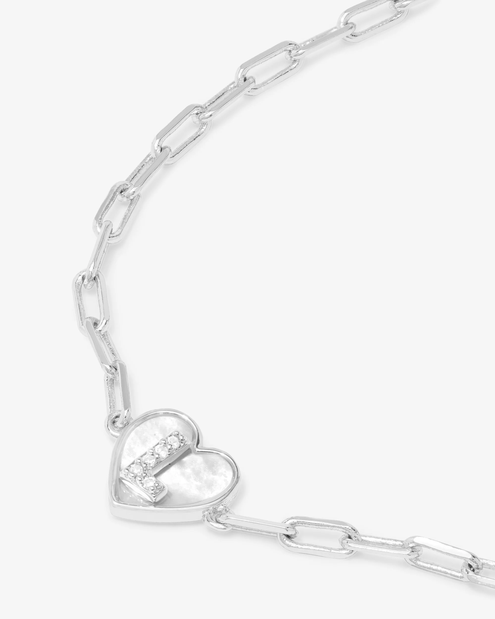 Love Letters Heart Bracelet - Silver|White Diamondettes - Image 39