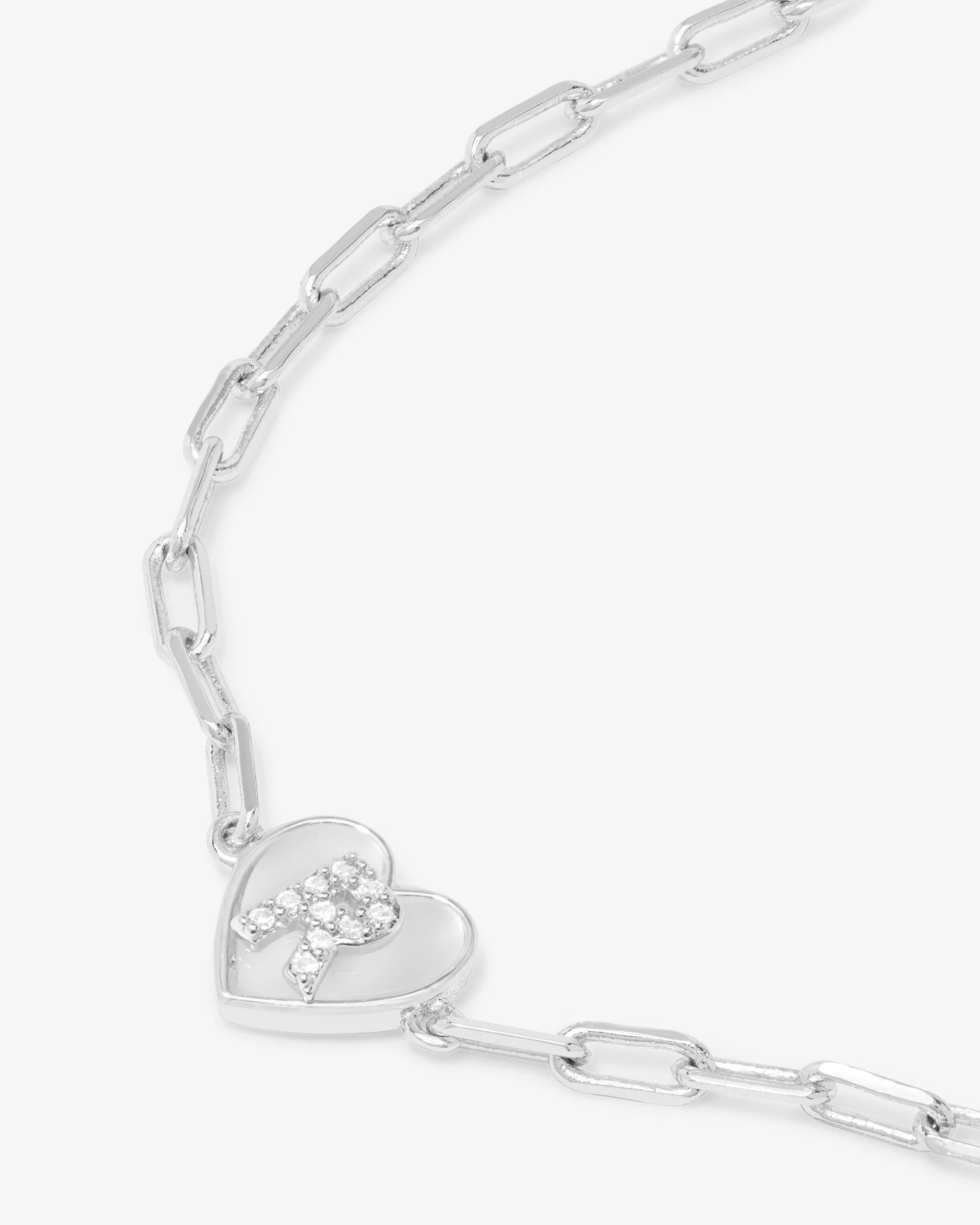 Love Letters Heart Bracelet - Silver|White Diamondettes - Image 45