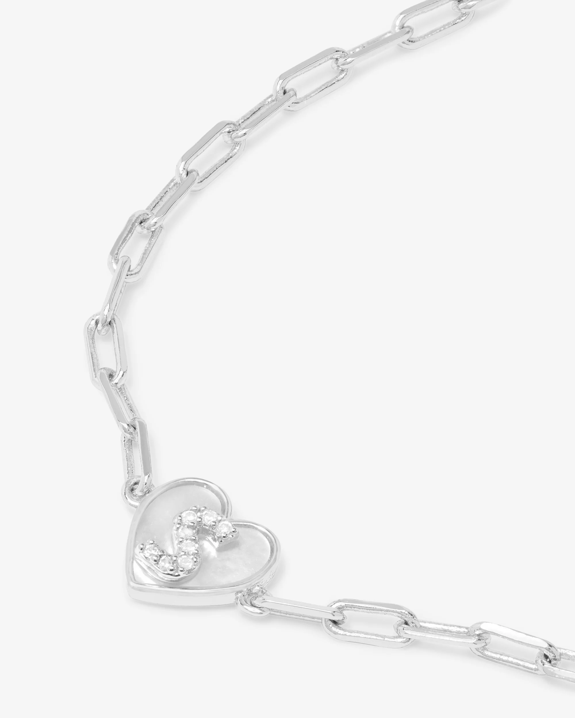 Love Letters Heart Bracelet - Silver|White Diamondettes - Image 46