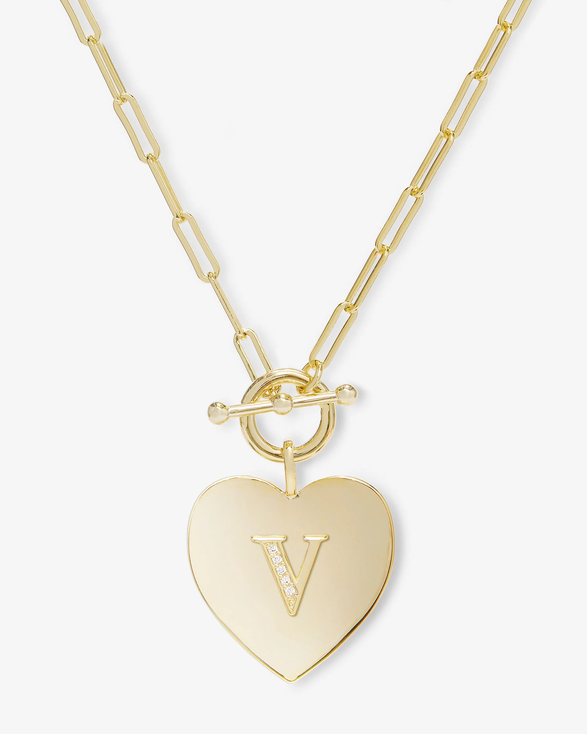 Love Letters Heart Necklace - Gold|White Diamondettes - Image 22