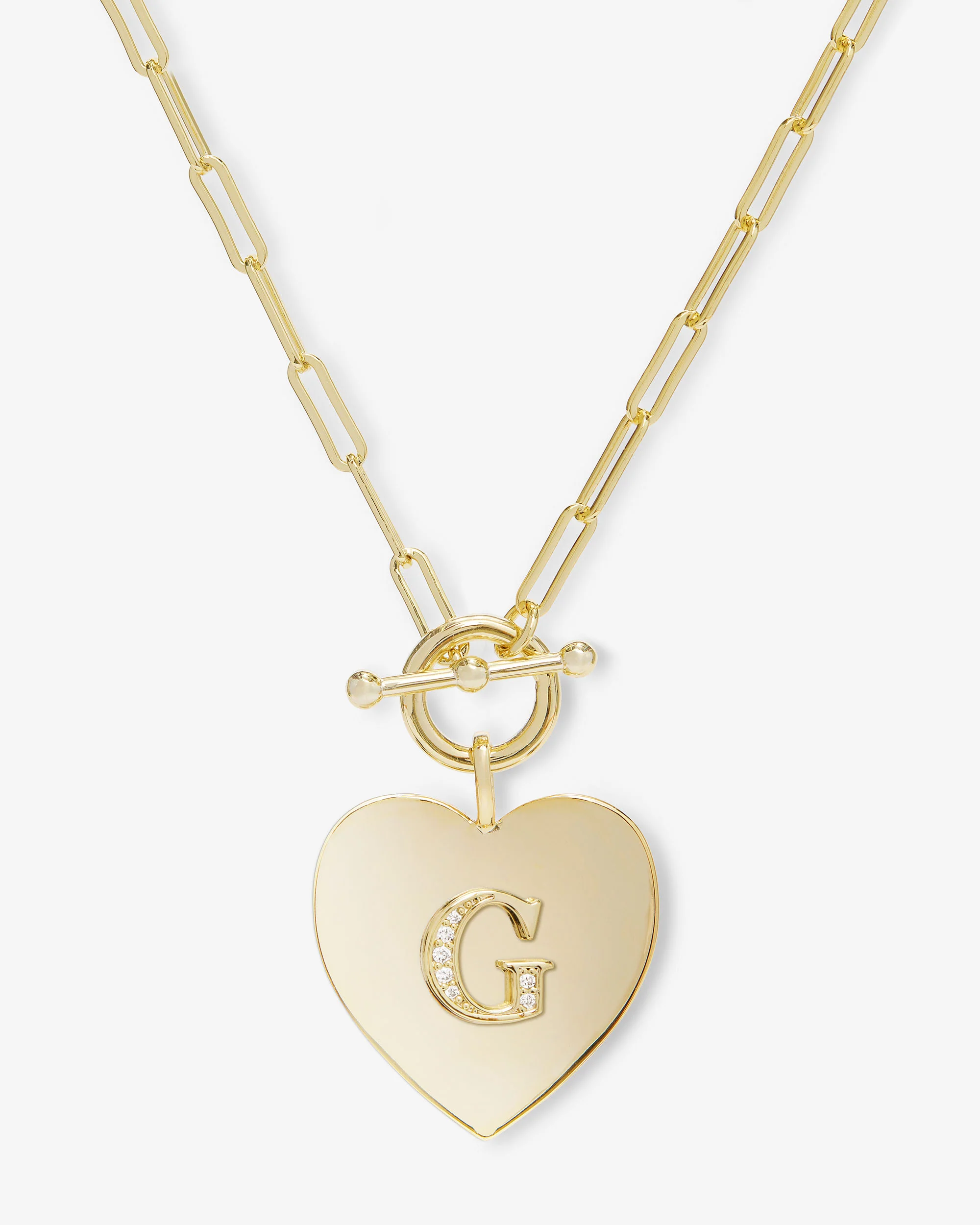 Love Letters Heart Necklace - Gold|White Diamondettes - Image 7