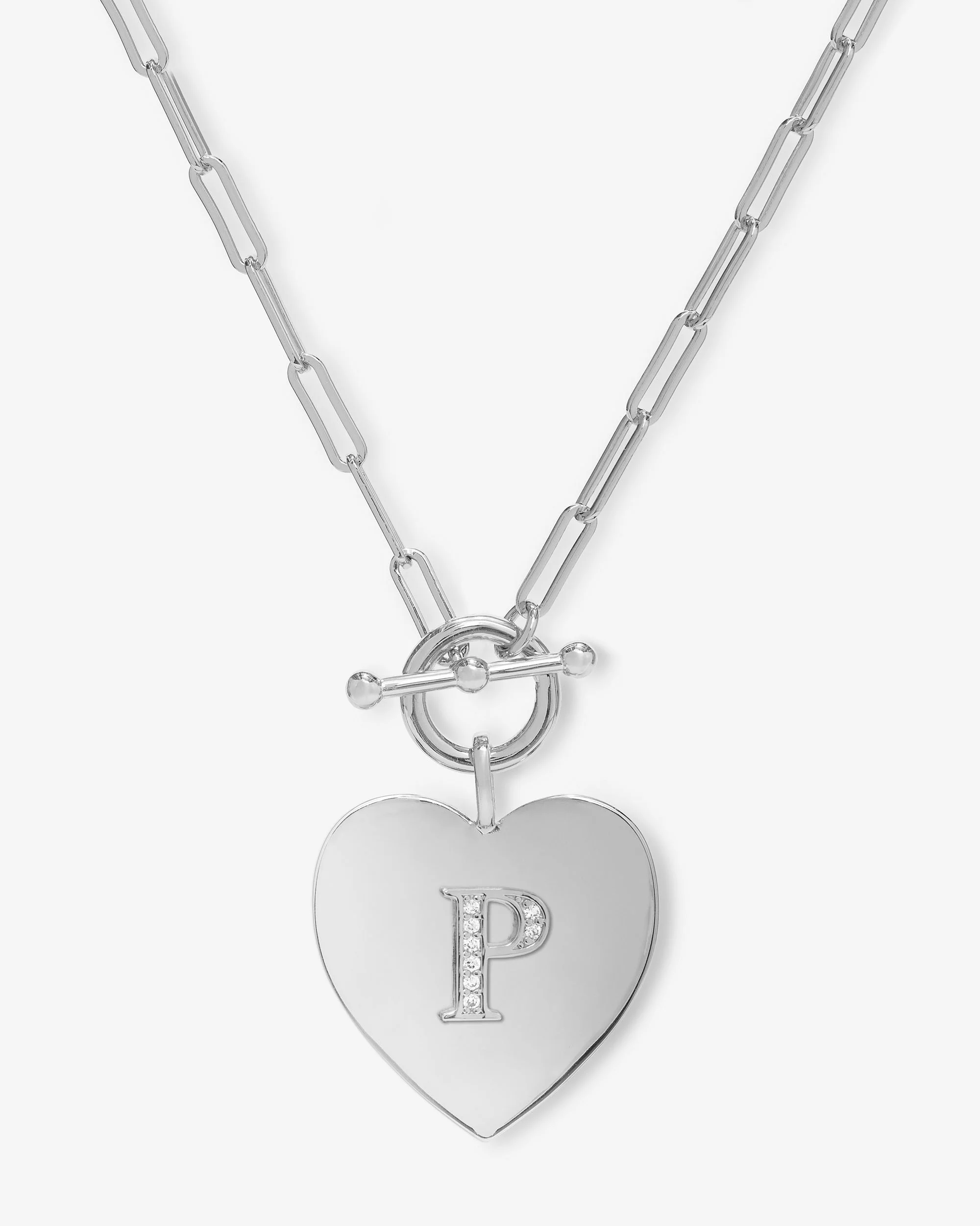 Love Letters Heart Necklace - Silver|White Diamondettes - Image 16