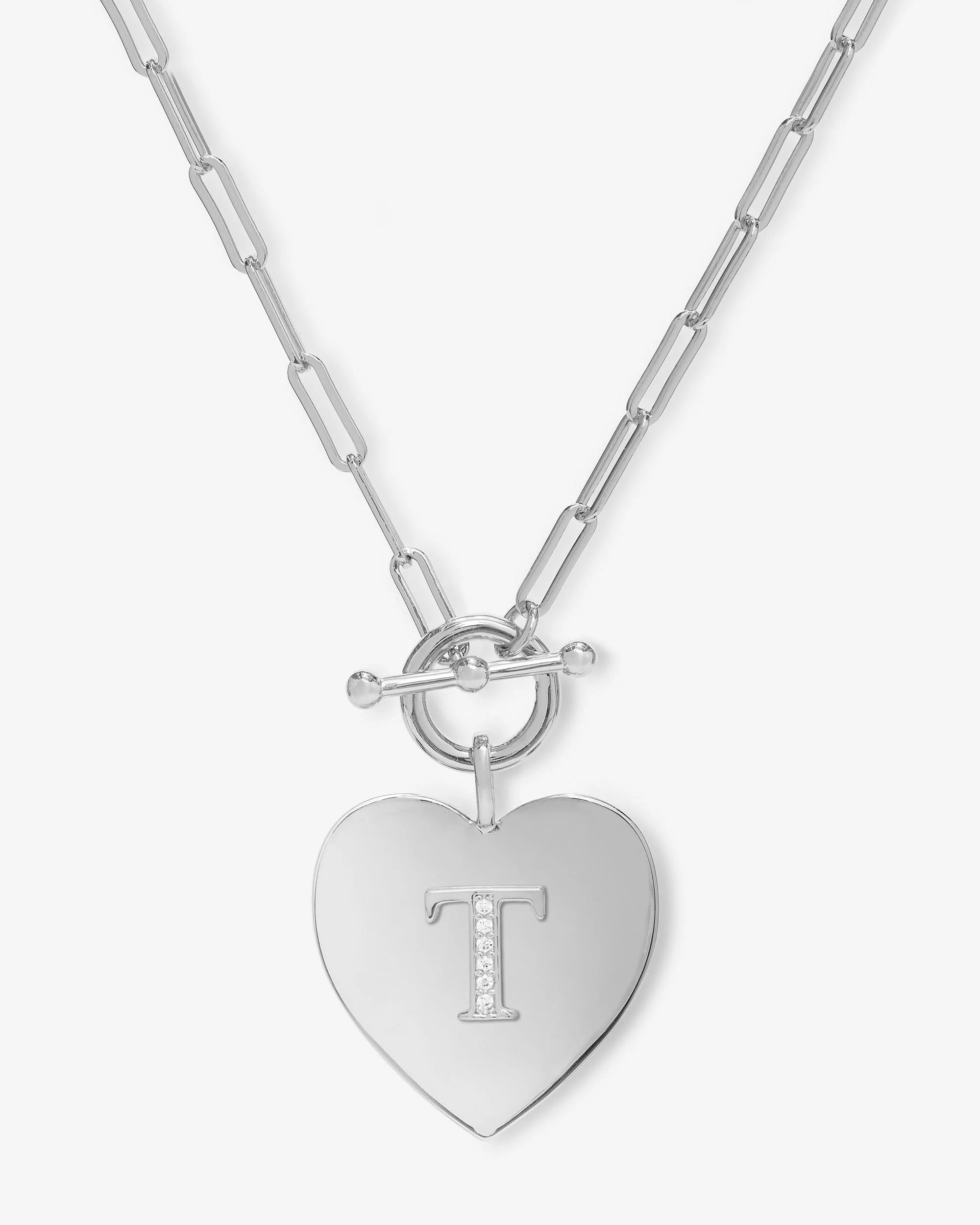 Love Letters Heart Necklace - Silver|White Diamondettes - Image 20
