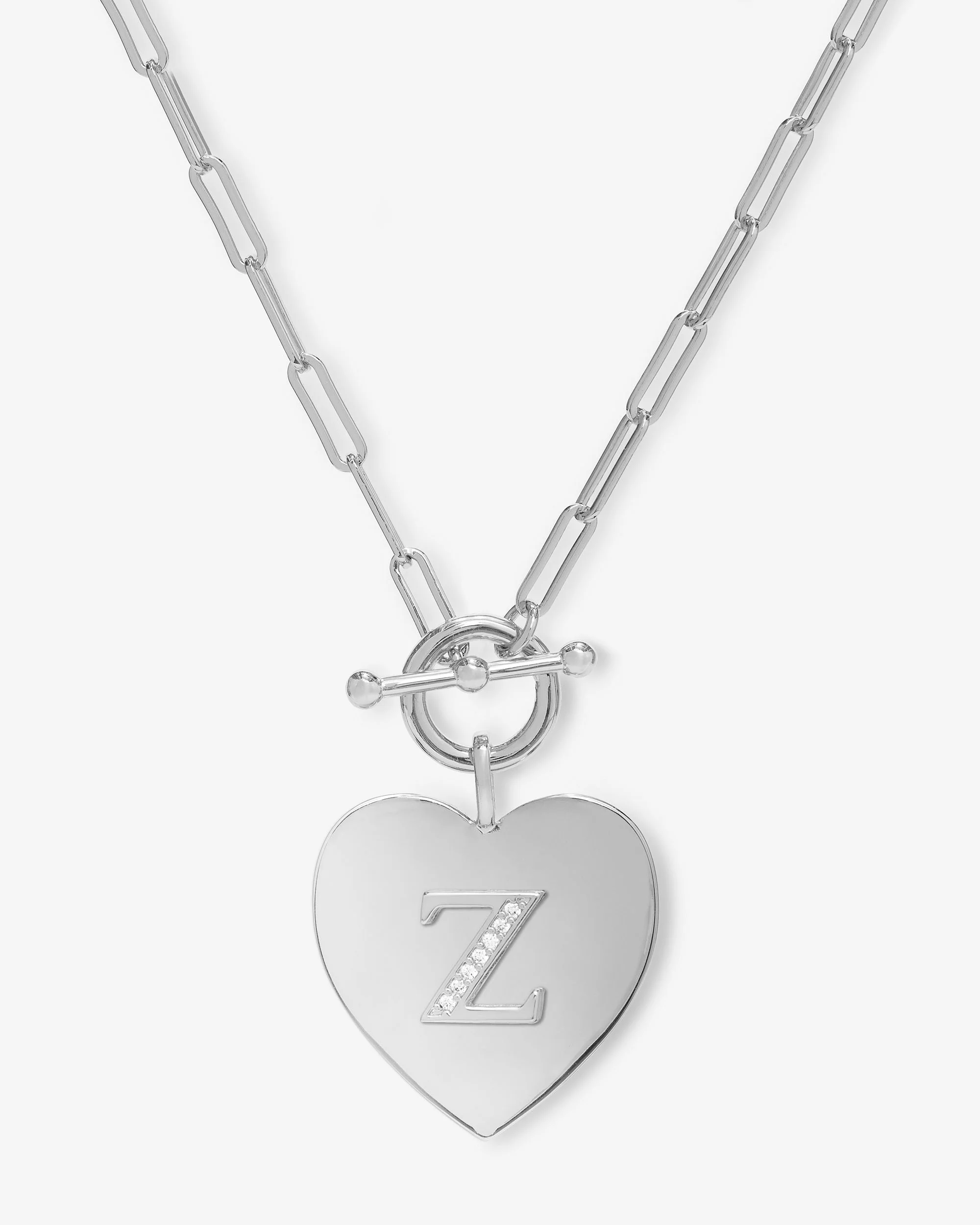 Love Letters Heart Necklace - Silver|White Diamondettes - Image 26