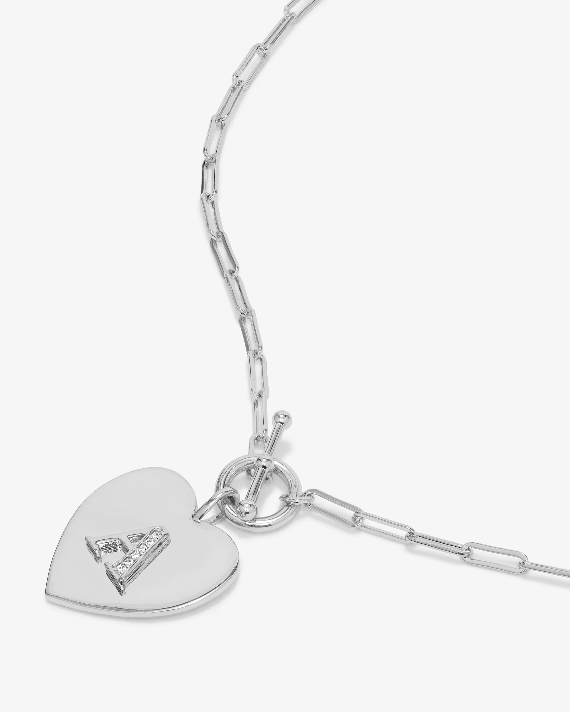 Love Letters Heart Necklace - Silver|White Diamondettes - Image 28