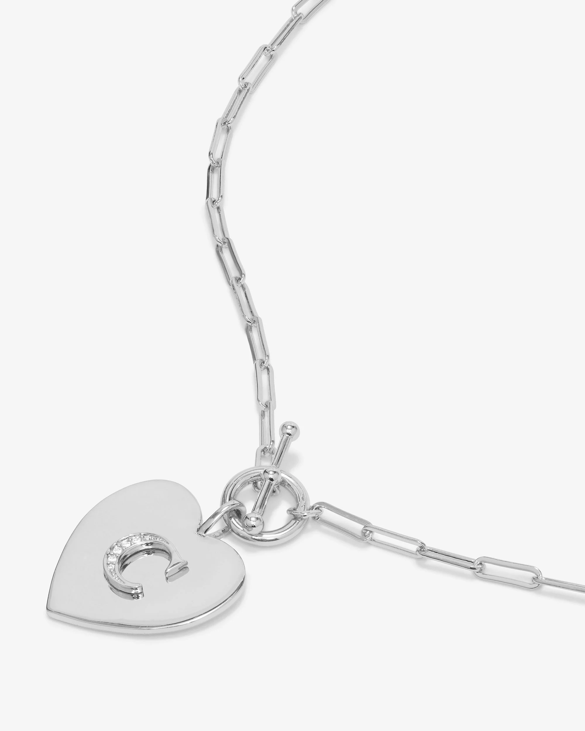 Love Letters Heart Necklace - Silver|White Diamondettes - Image 30