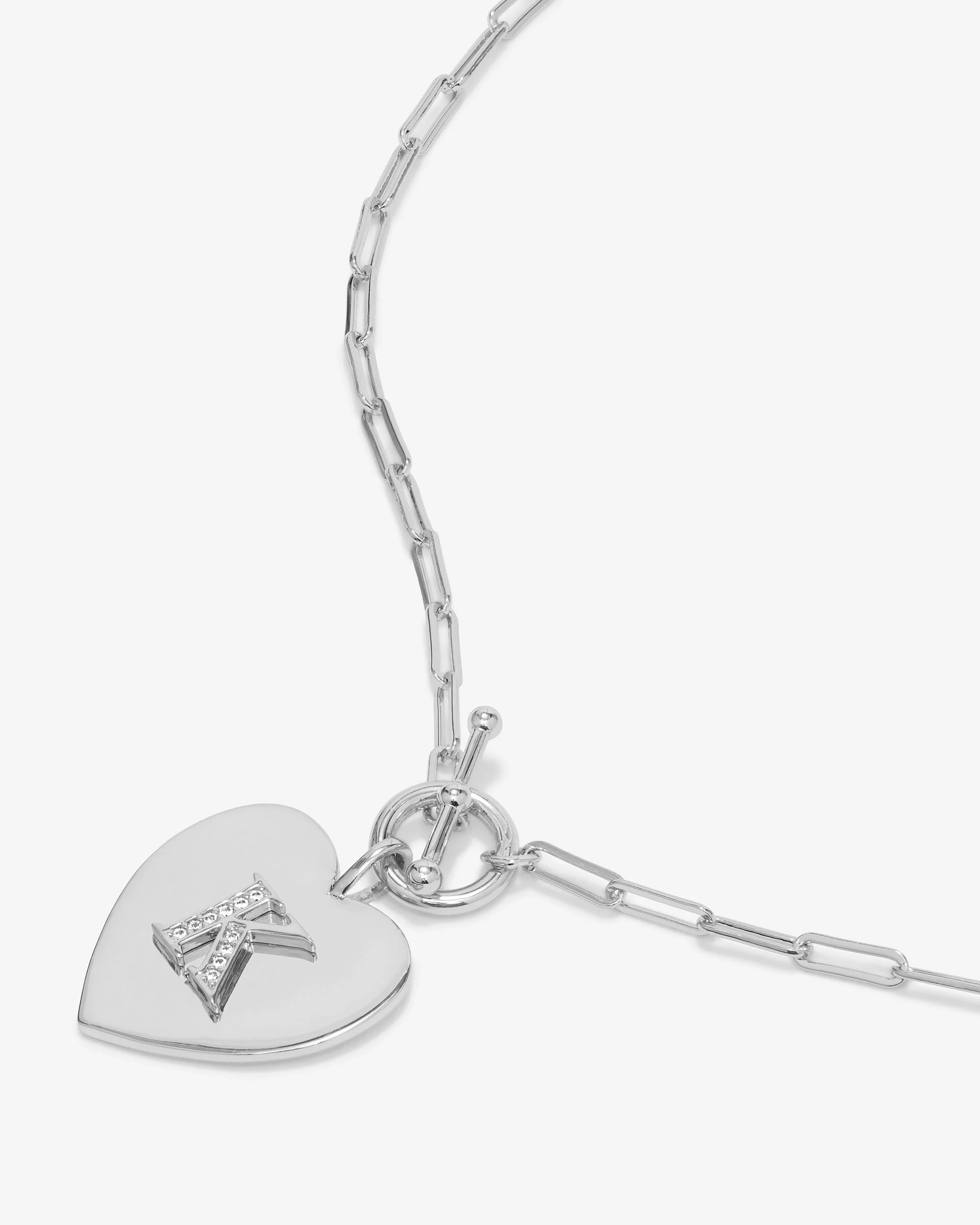 Love Letters Heart Necklace - Silver|White Diamondettes - Image 38