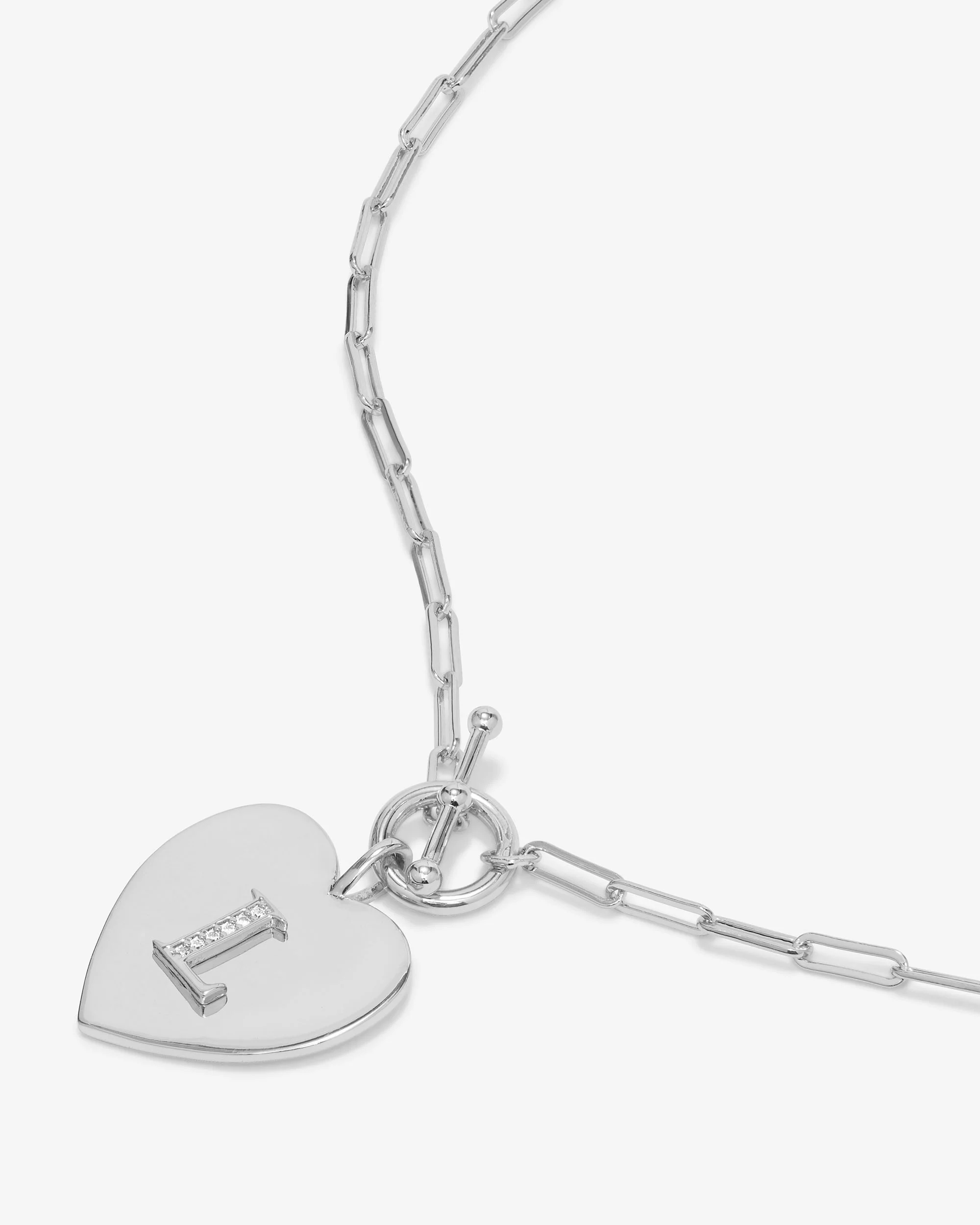Love Letters Heart Necklace - Silver|White Diamondettes - Image 39