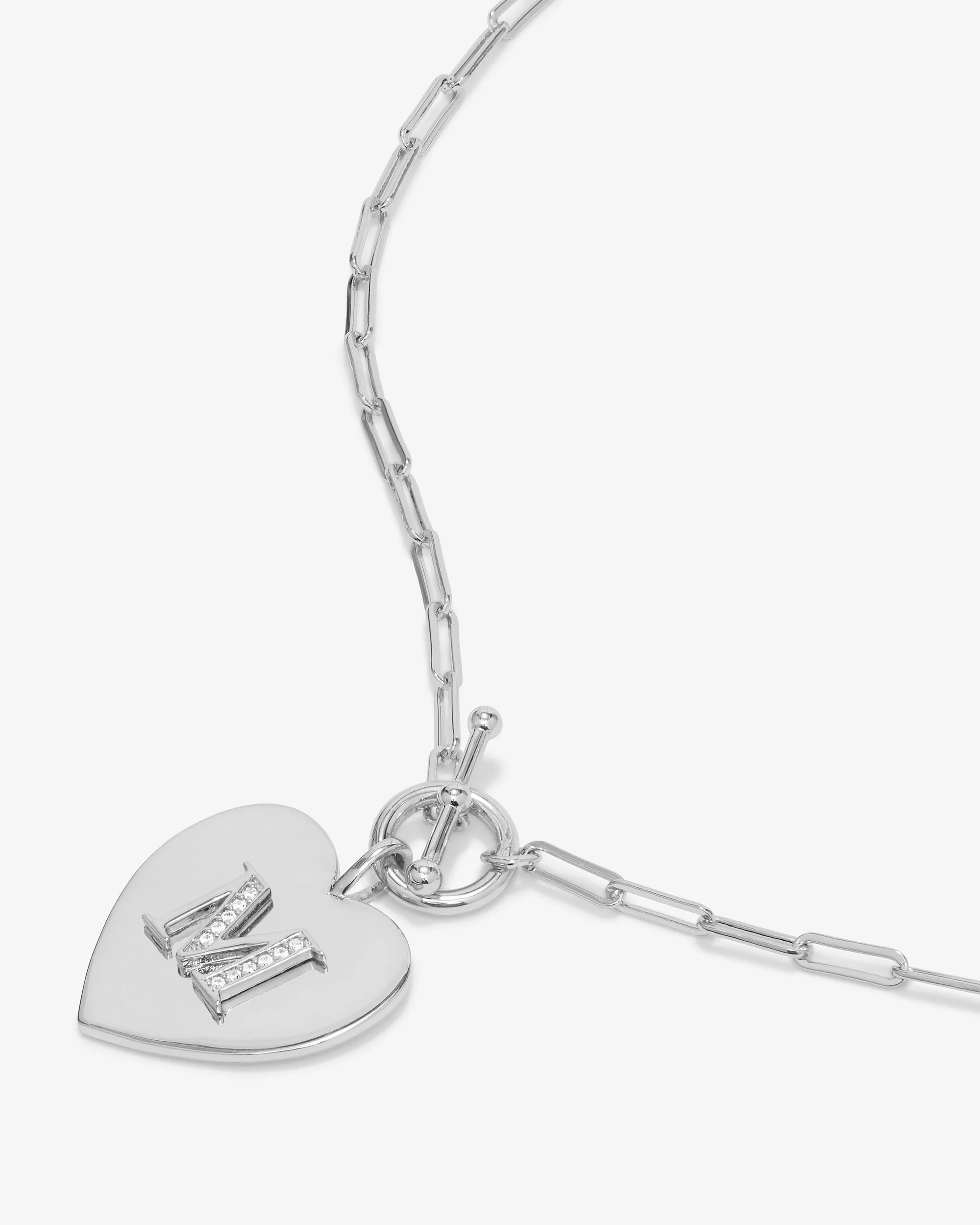 Love Letters Heart Necklace - Silver|White Diamondettes - Image 40