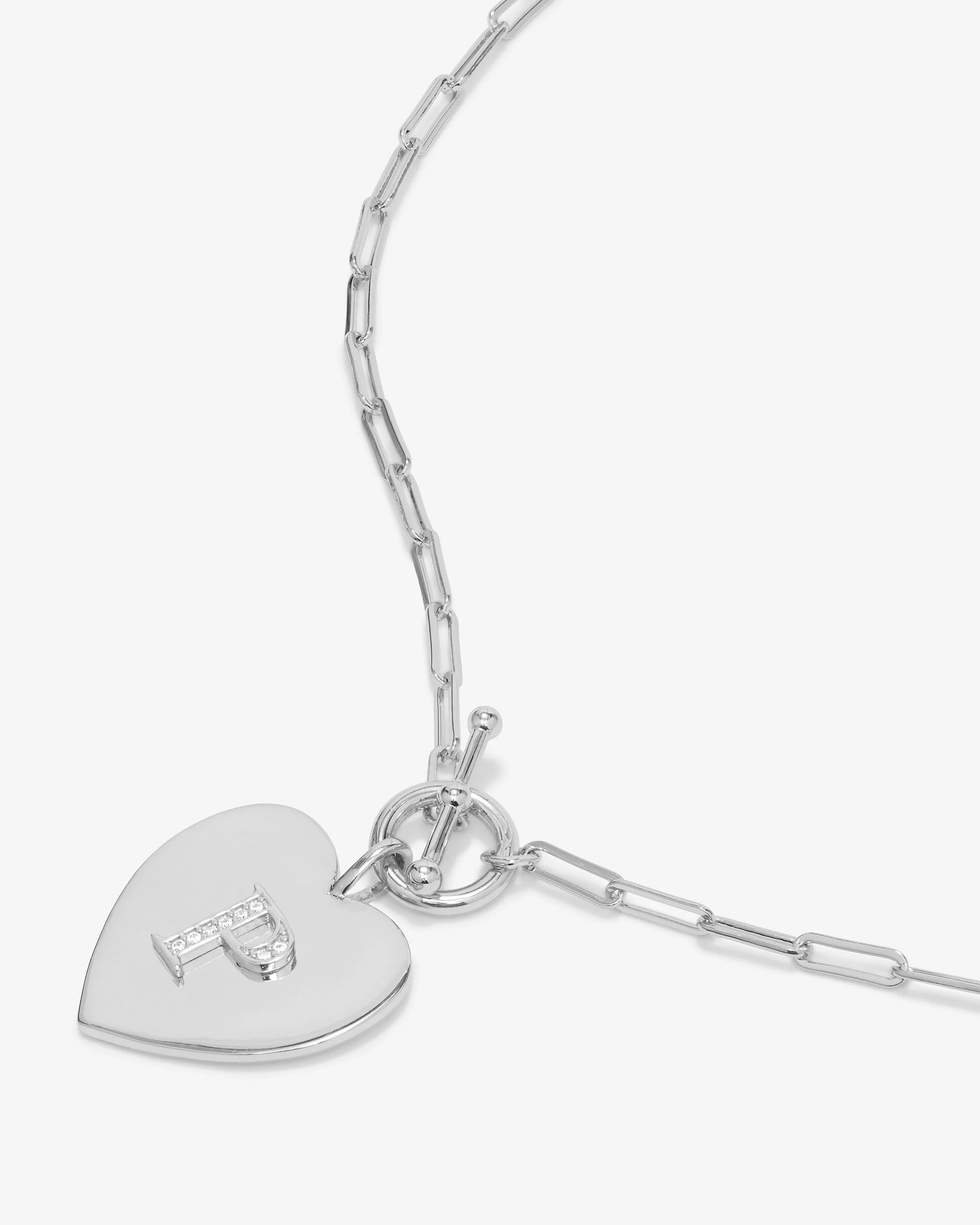 Love Letters Heart Necklace - Silver|White Diamondettes - Image 43