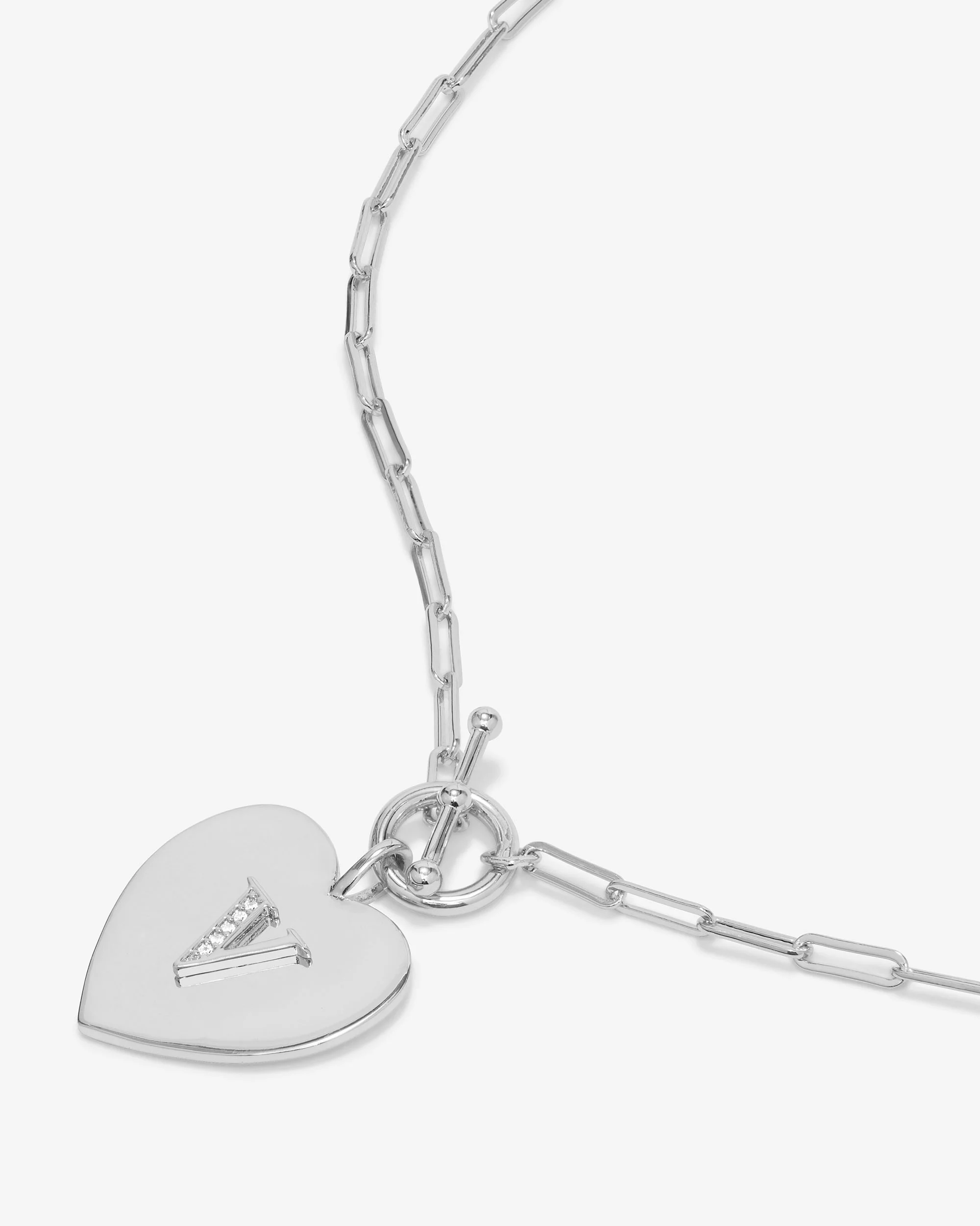 Love Letters Heart Necklace - Silver|White Diamondettes - Image 49