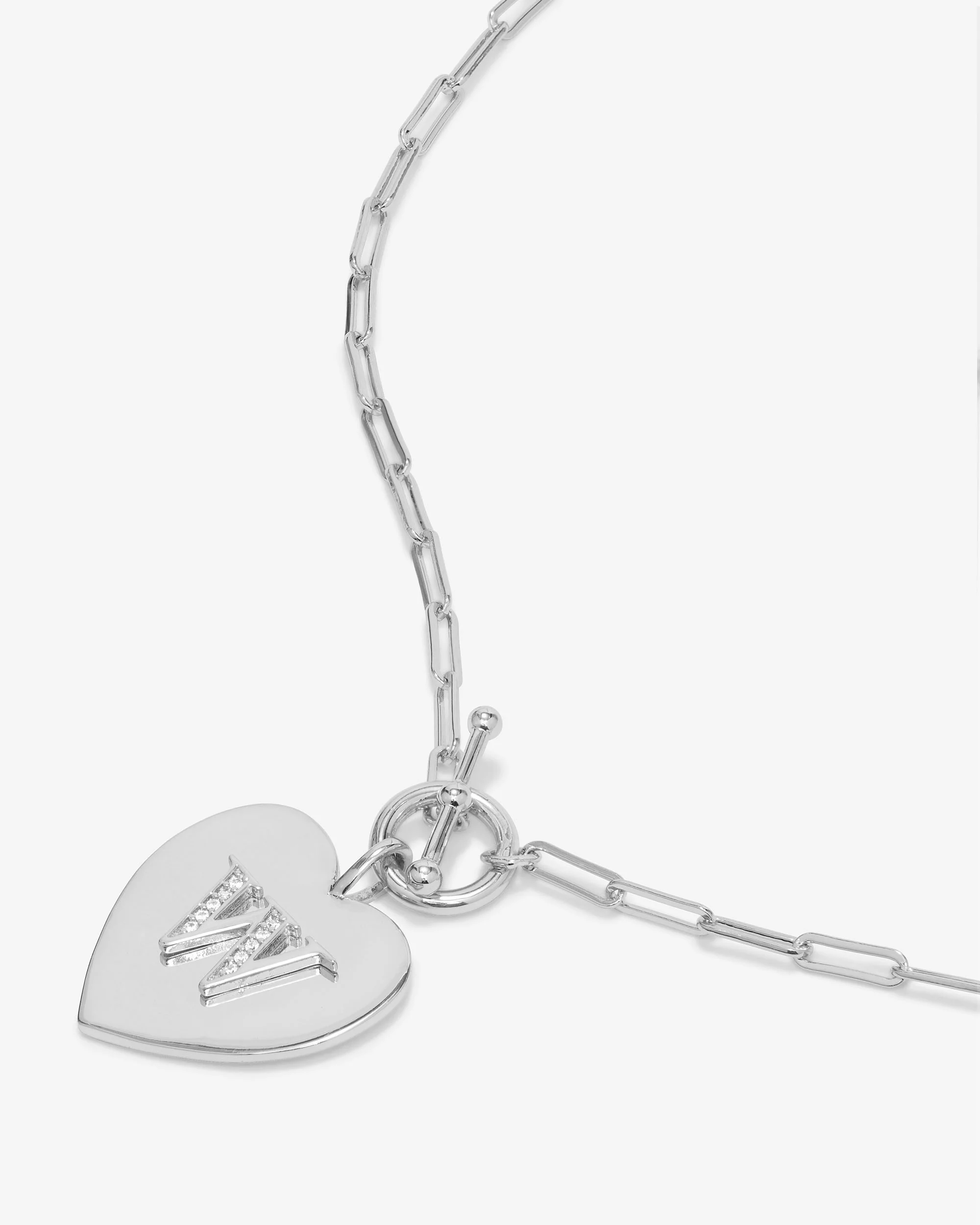Love Letters Heart Necklace - Silver|White Diamondettes - Image 50