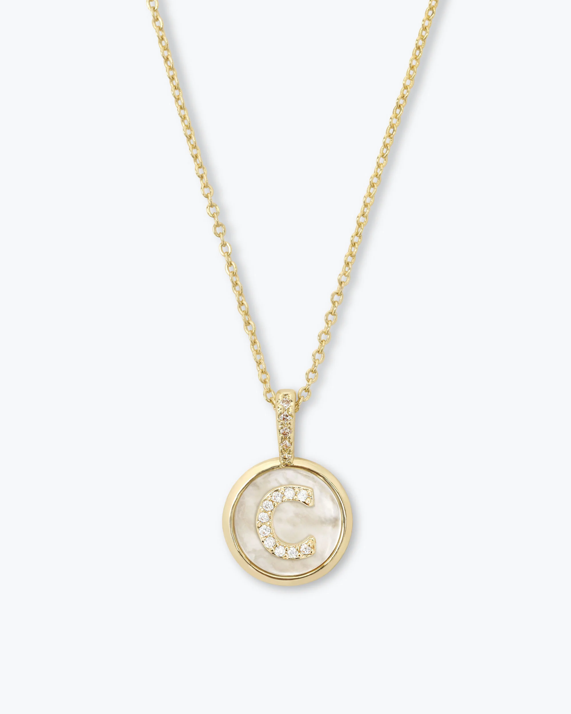 Love Letters Medallion Necklace 12mm - Gold|White Diamondettes - Image 3